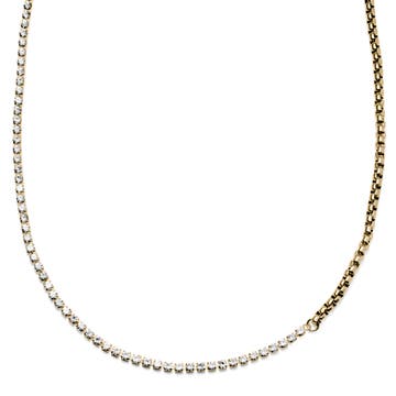 Amager | 5 mm Gold-Tone & Zirconia Box Chain Necklace