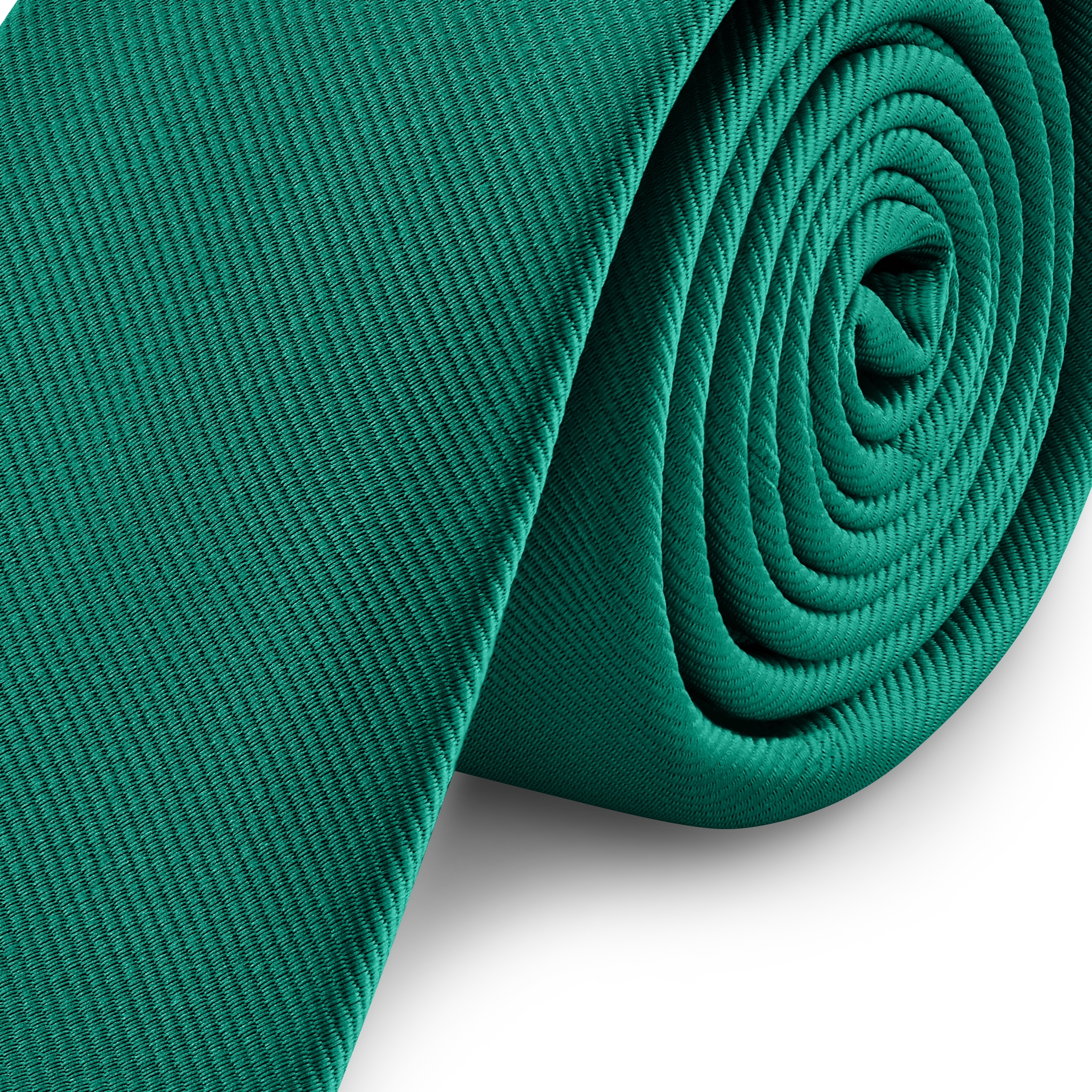 6 cm Smaragdgrüne Grosgrain Skinny Krawatte - 3