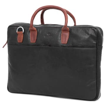 Montreal Slim 15" Executive Black & Tan Leather Bag