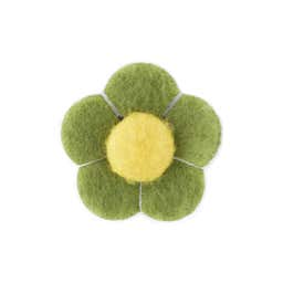 Broche de solapa con flor verde y amarilla