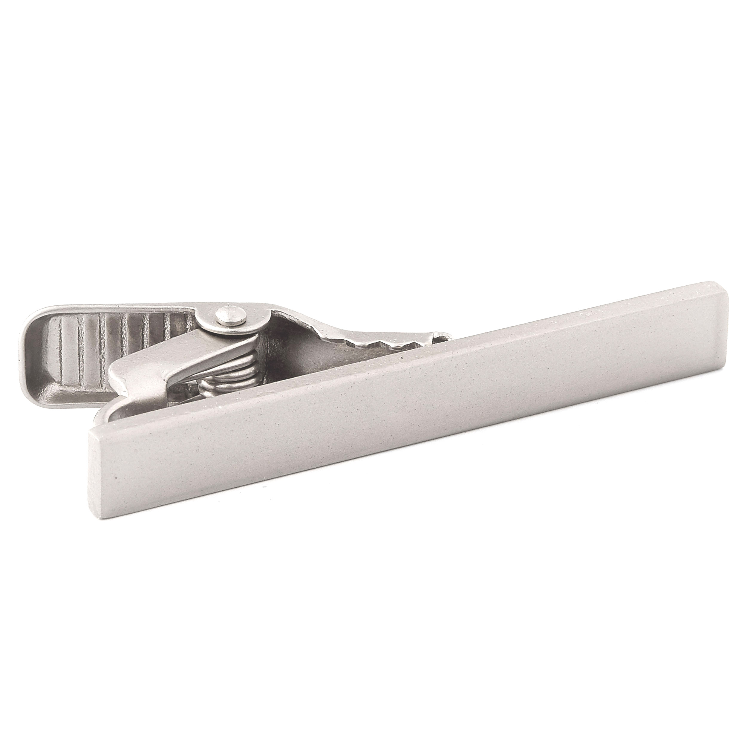 Kurze Silbergraue Krawattenklammer - 2