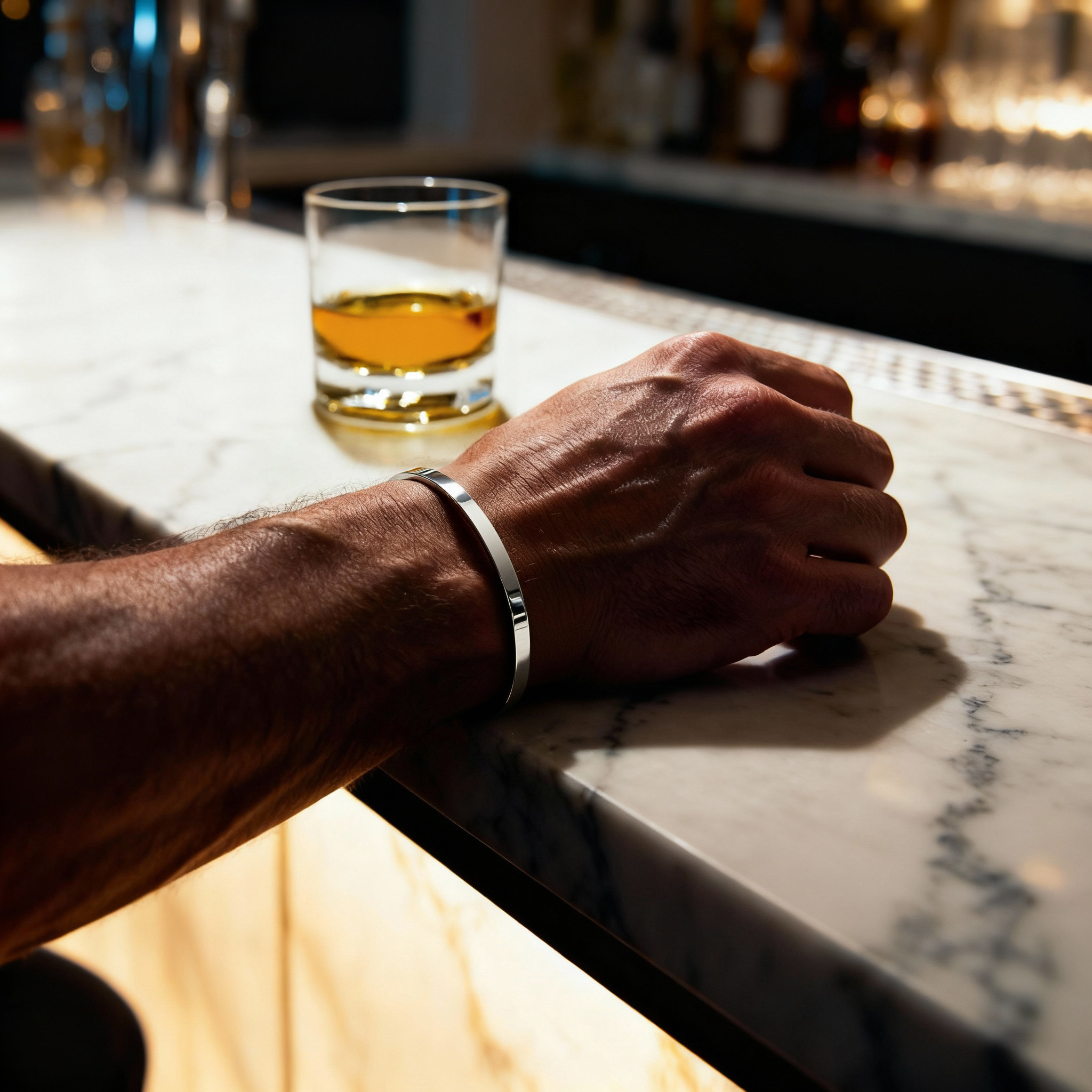 Brazalete ajustable de plata de ley chapado en rodio pulida de 5 mm - 3