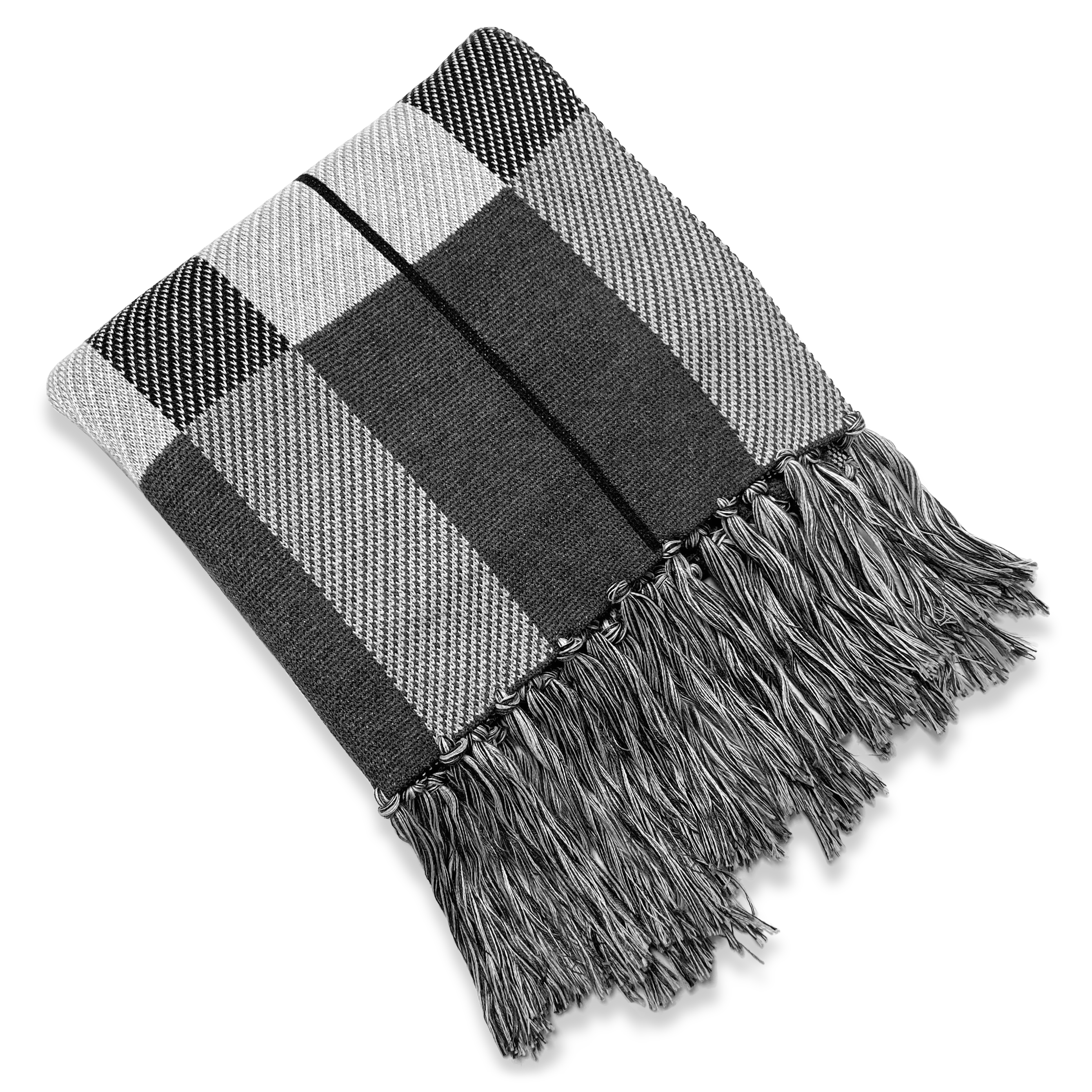 Hiems | Black and White Plaid Scarf - 2