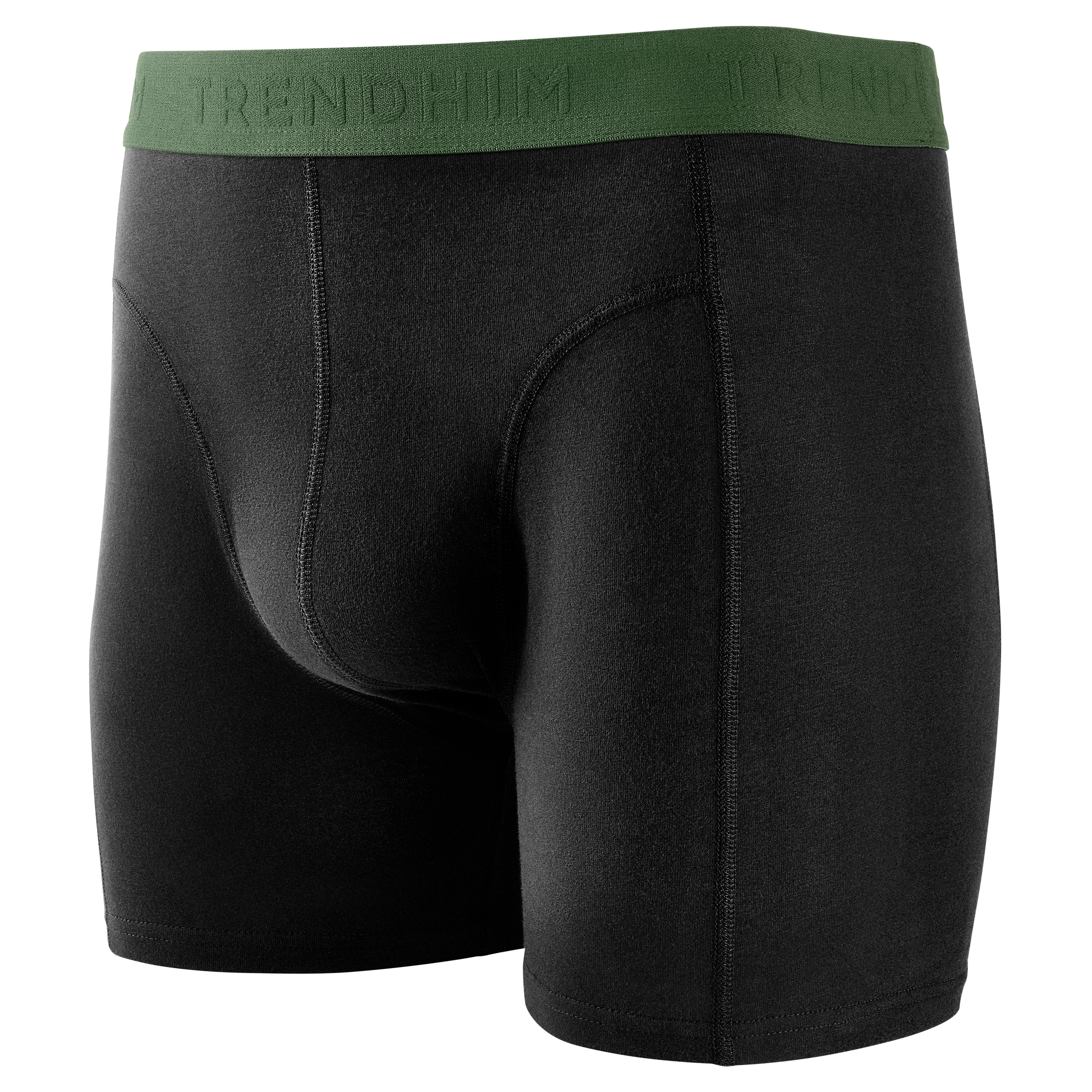 FlexFeel | Zwarte katoenen boxershort met olijfgroene tailleband - 2