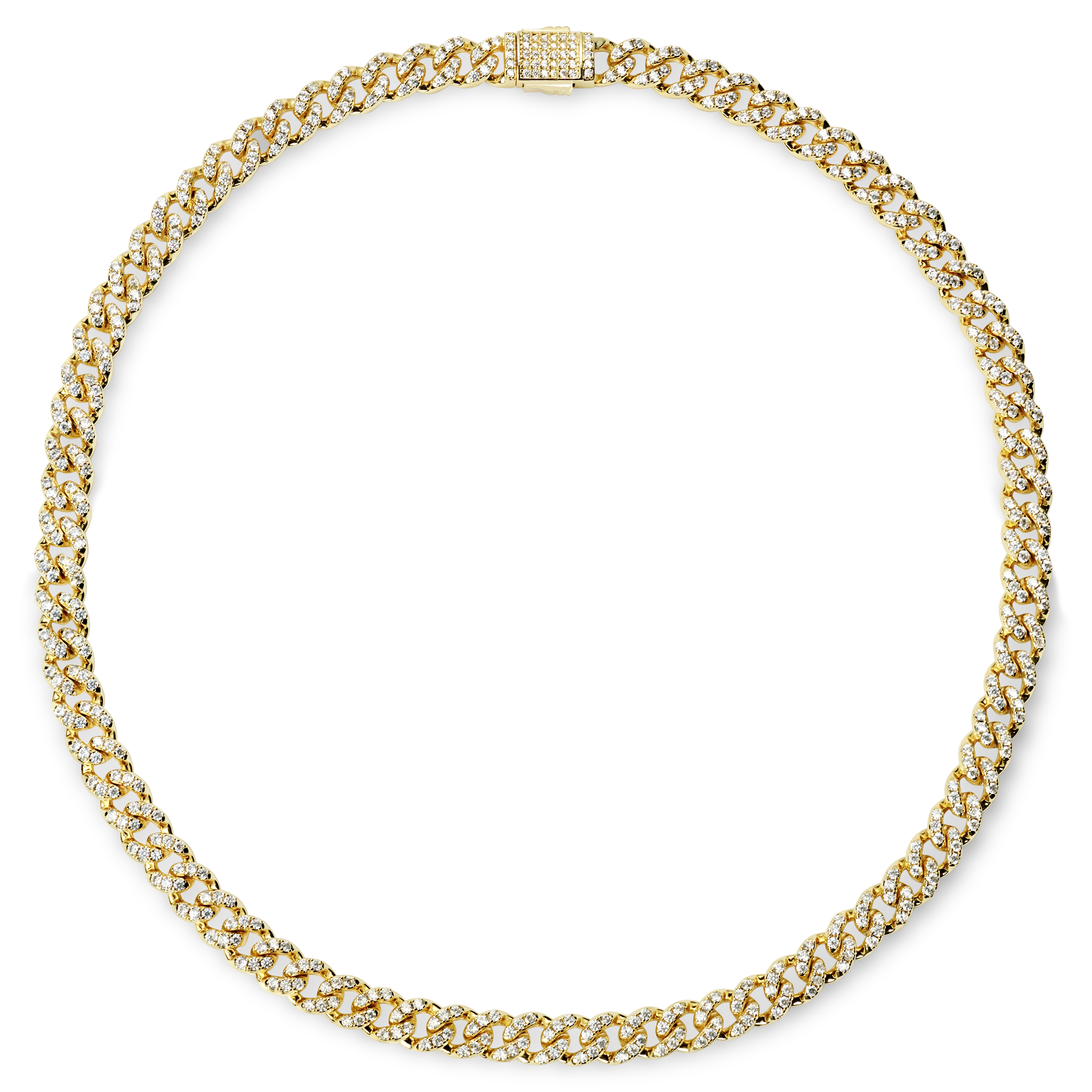 Nicos | 1/3" (8 mm) Iced Gold-tone Cuban Chain Zirconia Necklace - 2
