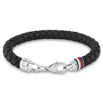 Black TOMMY HILFIGER Iconic TH Braided Leather Bracelet Black TOMMY HILFIGER Iconic TH Braided Leather Bracelet