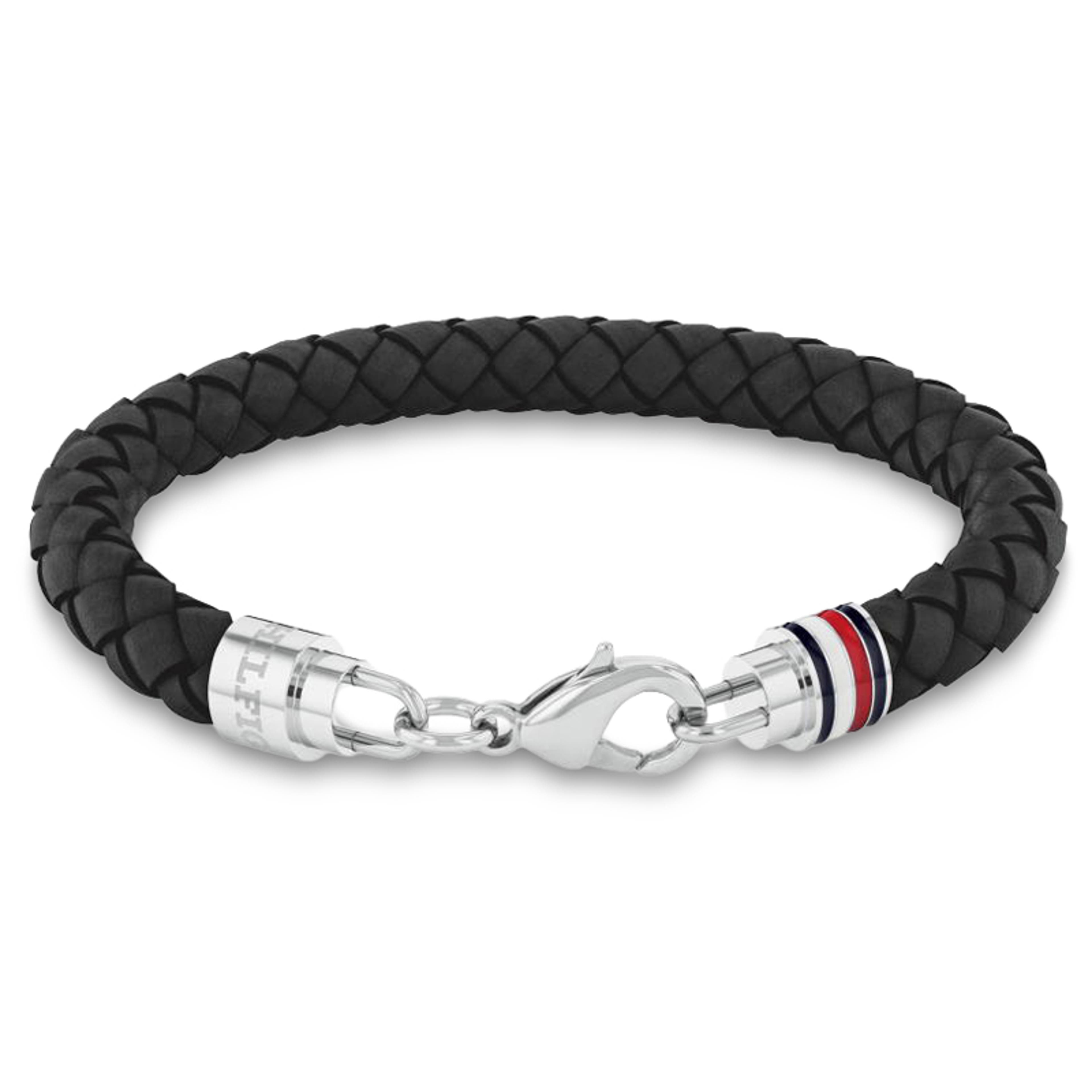 Pulsera de cuero trenzado TOMMY HILFIGER Iconic TH negra Pulsera de cuero trenzado TOMMY HILFIGER Iconic TH negra