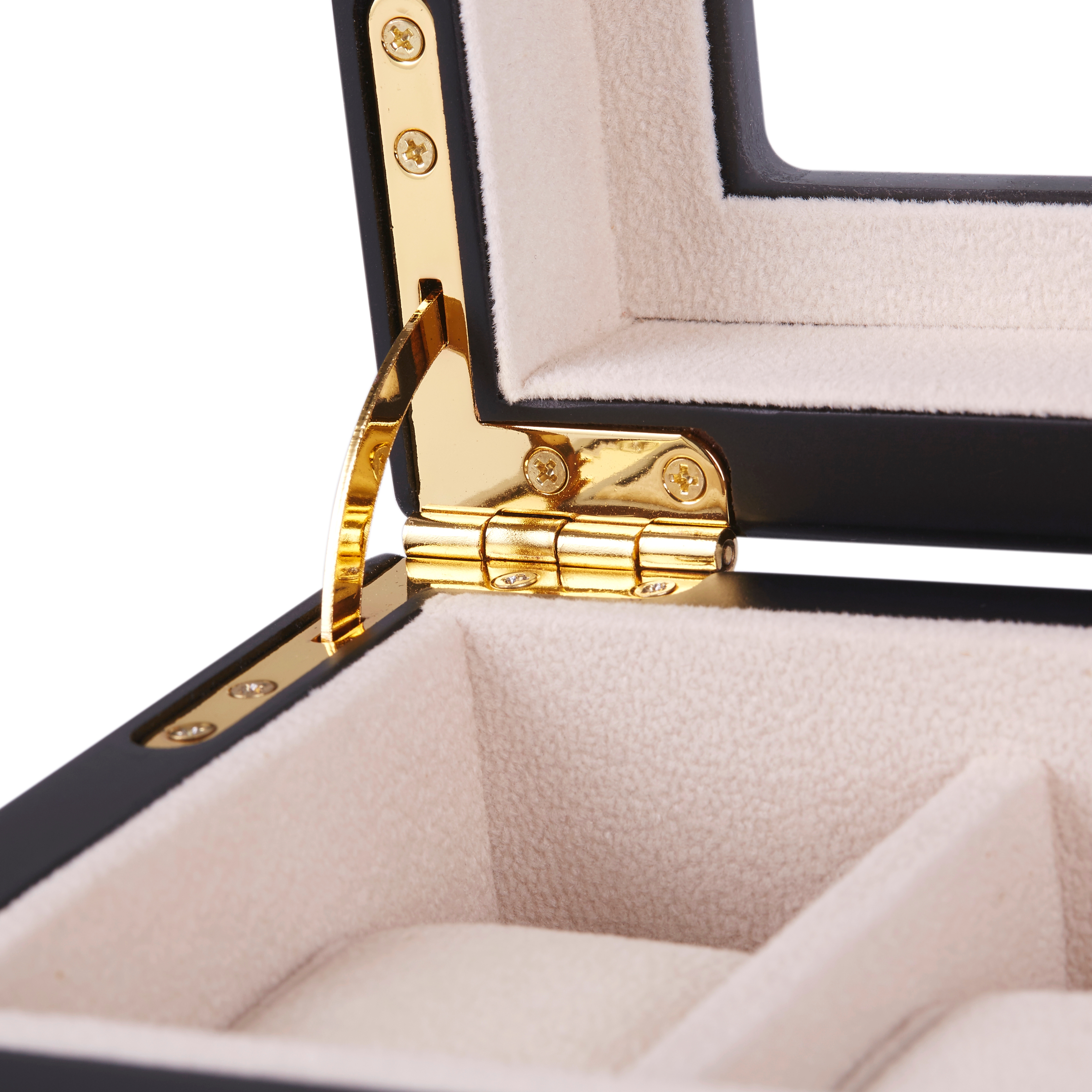 Lockable Gold-Tone & Ebony Wood Watch Case - 6 Watches - 6