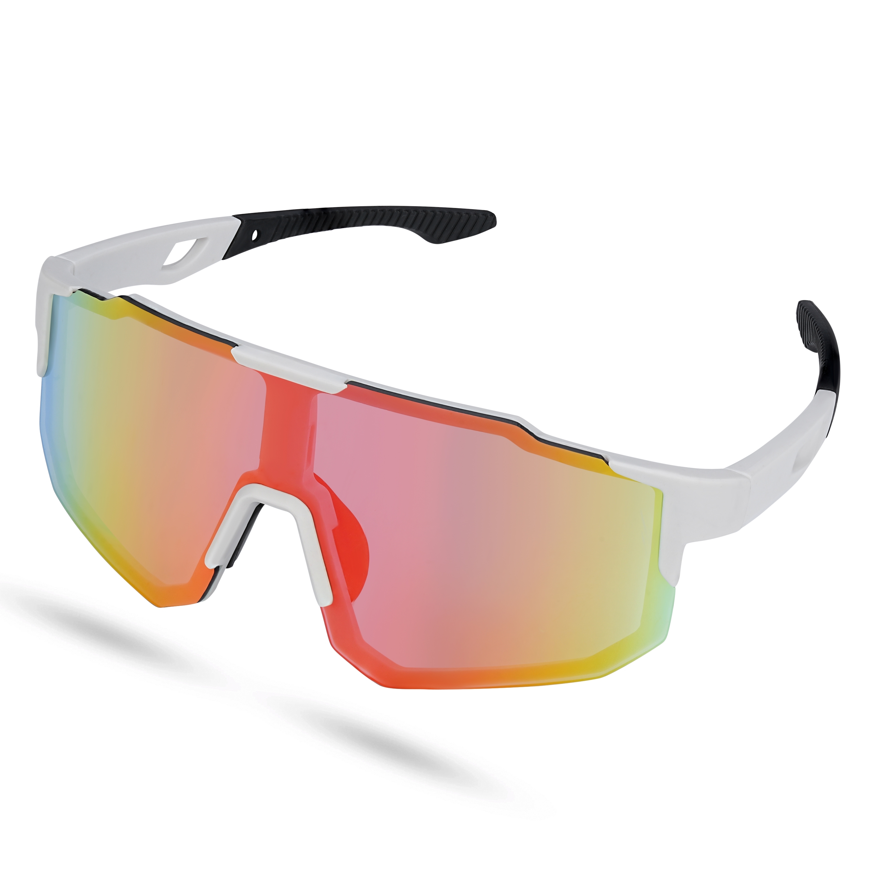 Lunettes de soleil de sport à monture couvrante rouges et blanches - 2