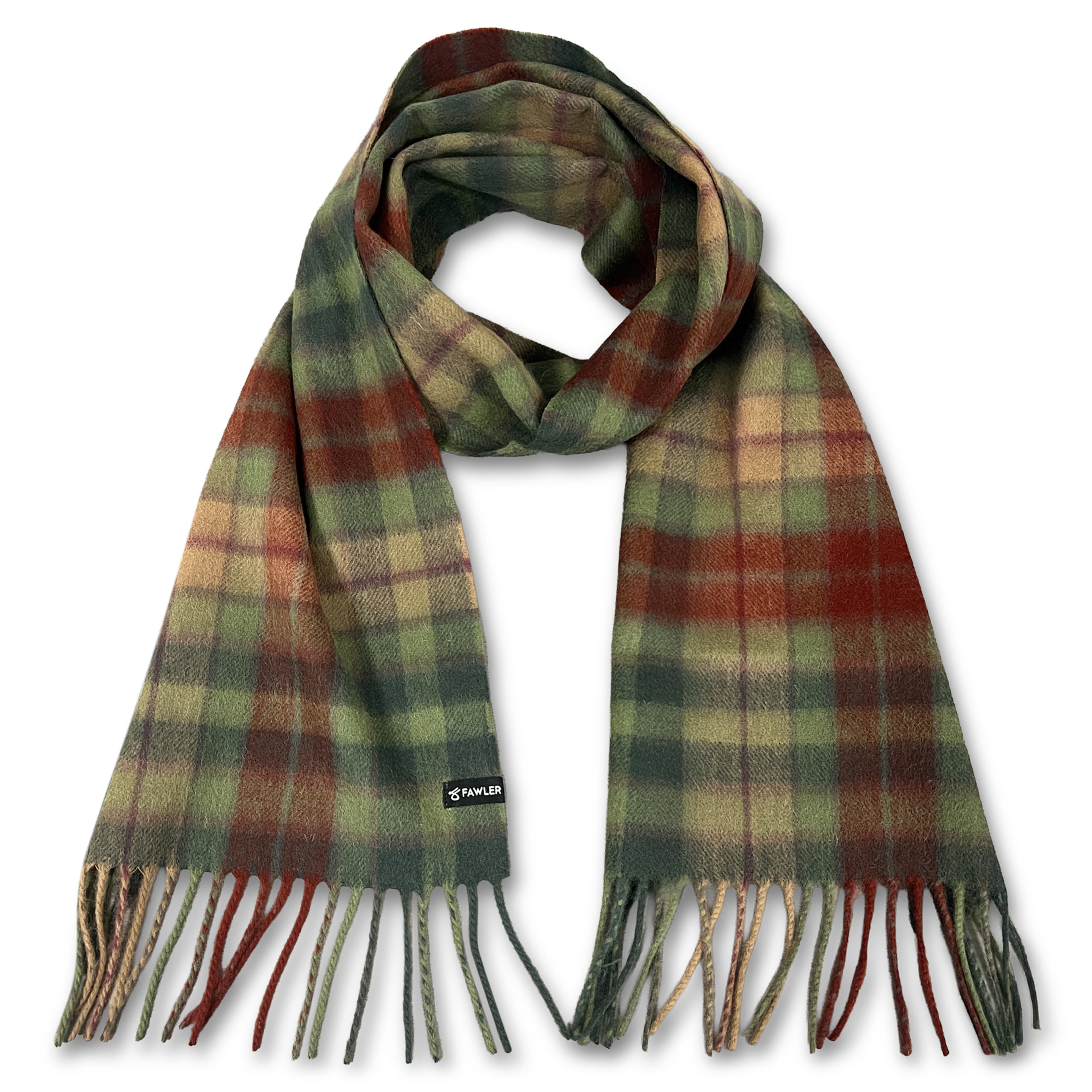 Highlands |Вълнен ловен шал в зелено и червено каре Highlands |Вълнен ловен шал в зелено и червено каре