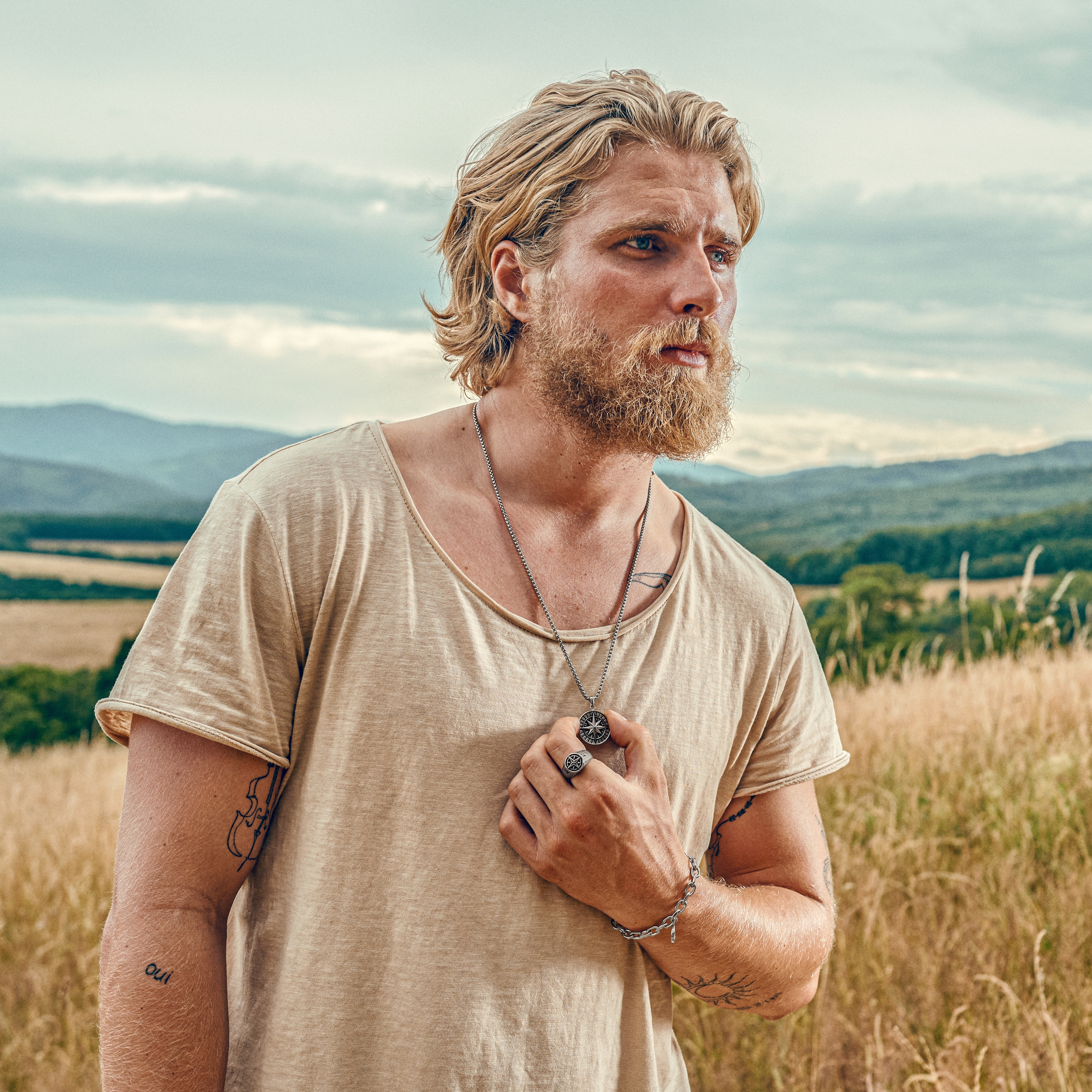 Atlas | Сребристо стоманено колие със Северна звезда - 4