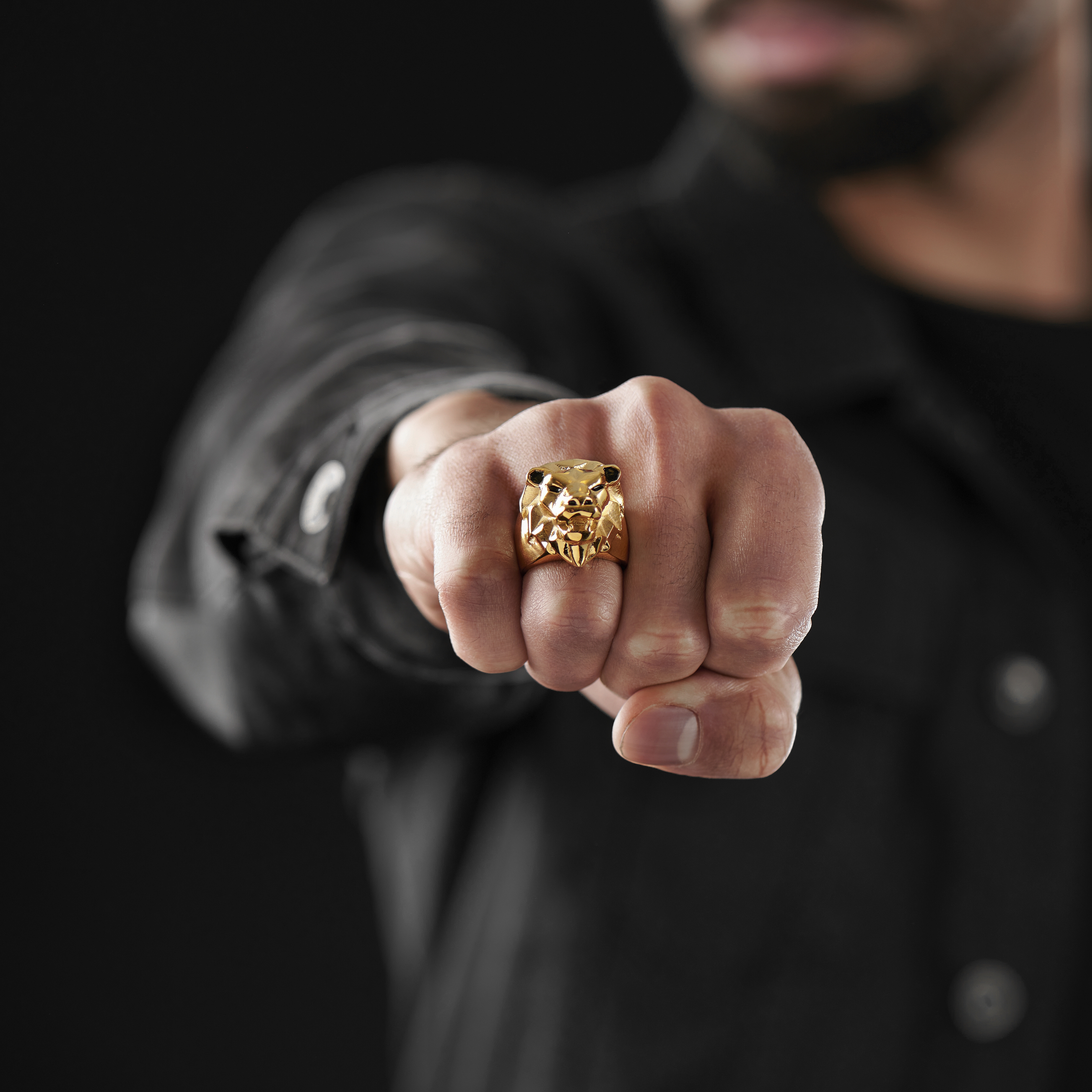 Mack Gold-Tone Lion Ring  - 6