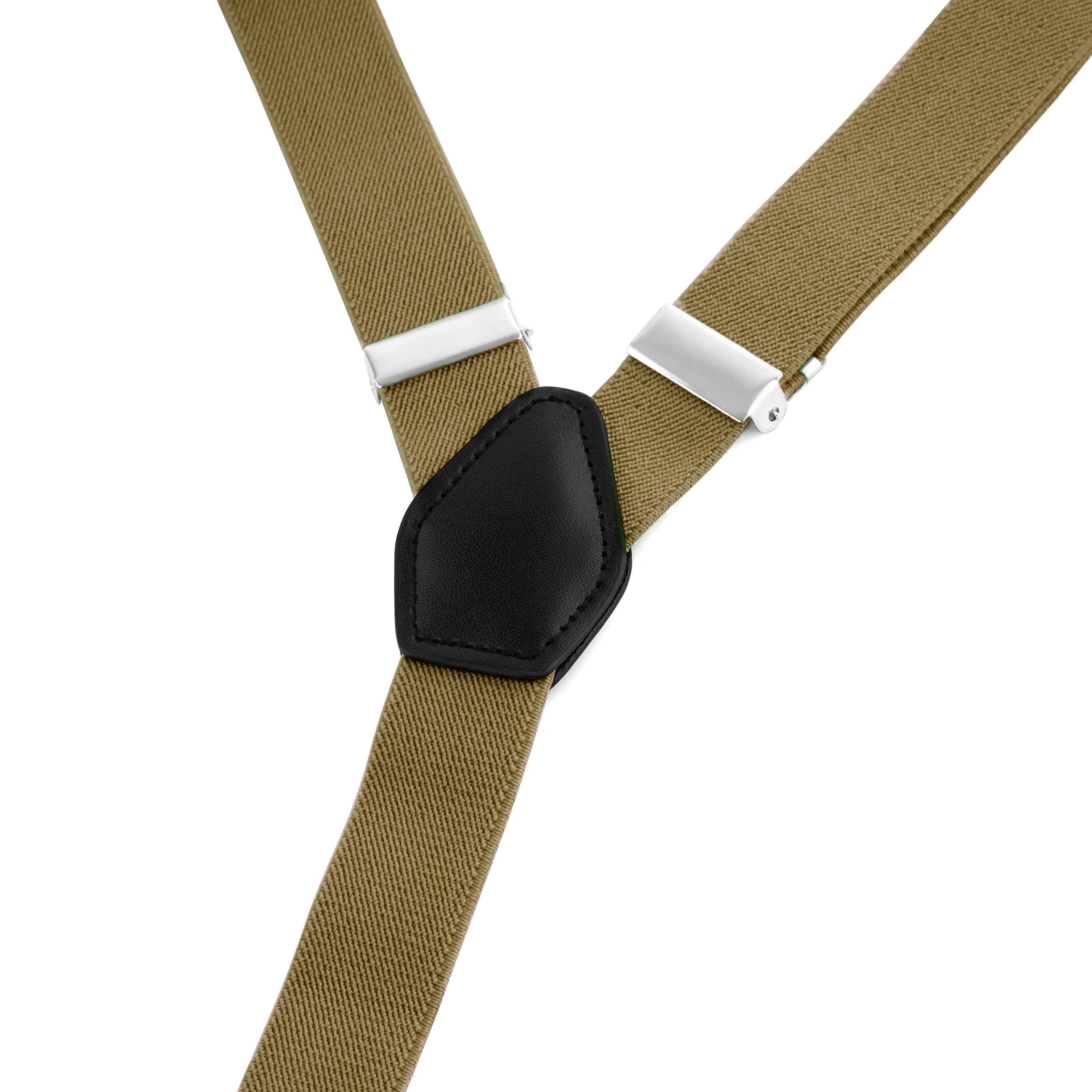 Tejeskávé barna színű keskeny, csipeszes nadrágtartó - 3