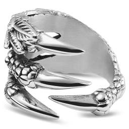 Silver-Tone Stainless Steel Dragon Claw Ring