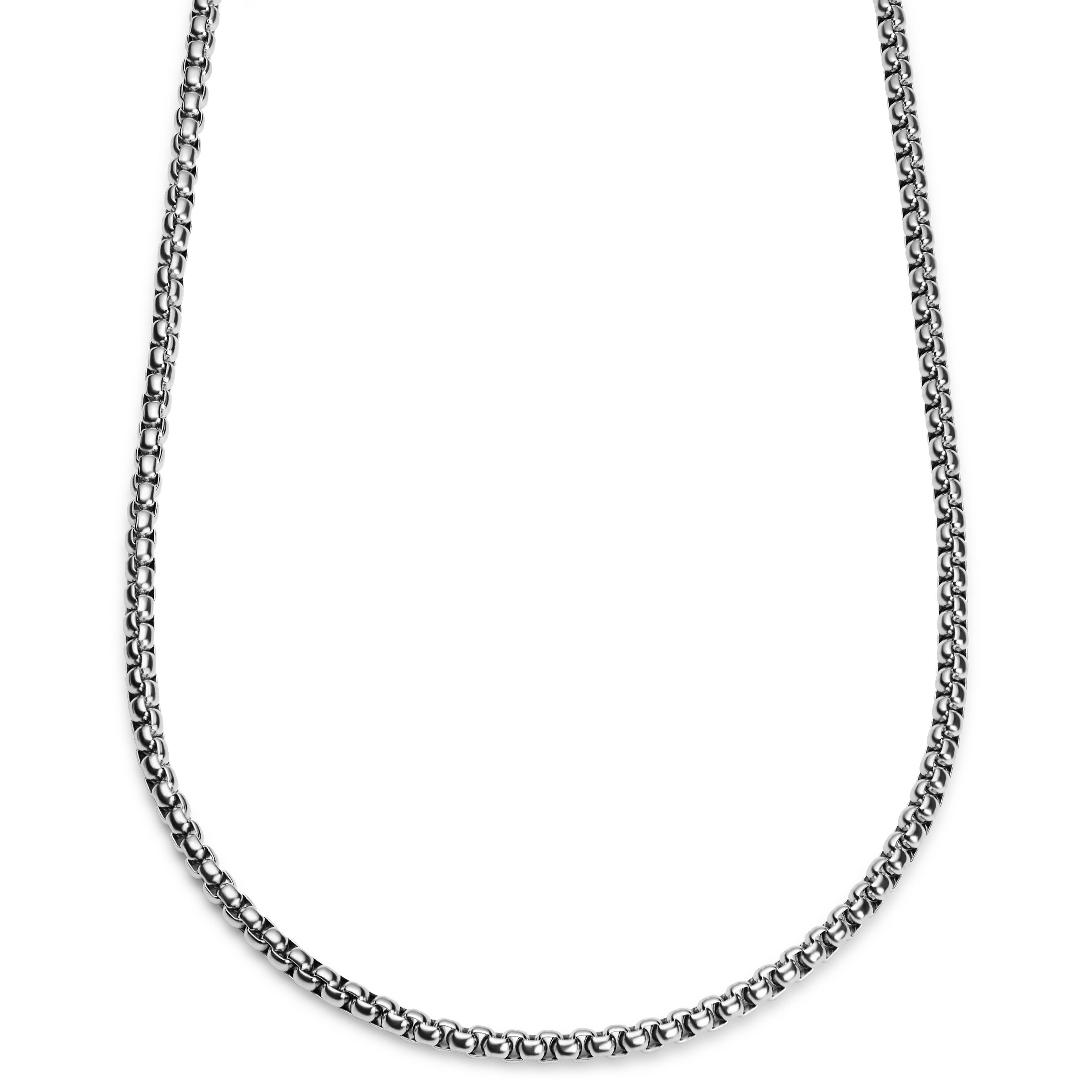 Essentials | 1/5" (5 mm) Silver-Tone Curved Box Chain Necklace