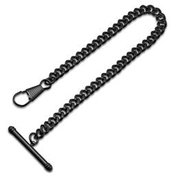 Black Steel T-Bar Pocket Watch Chain