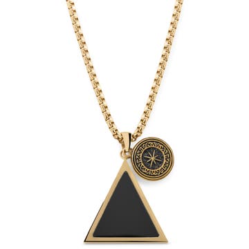 Orisun | Gold-Ton Schwarzer Onyx Dreiecks-Anhänger Halskette