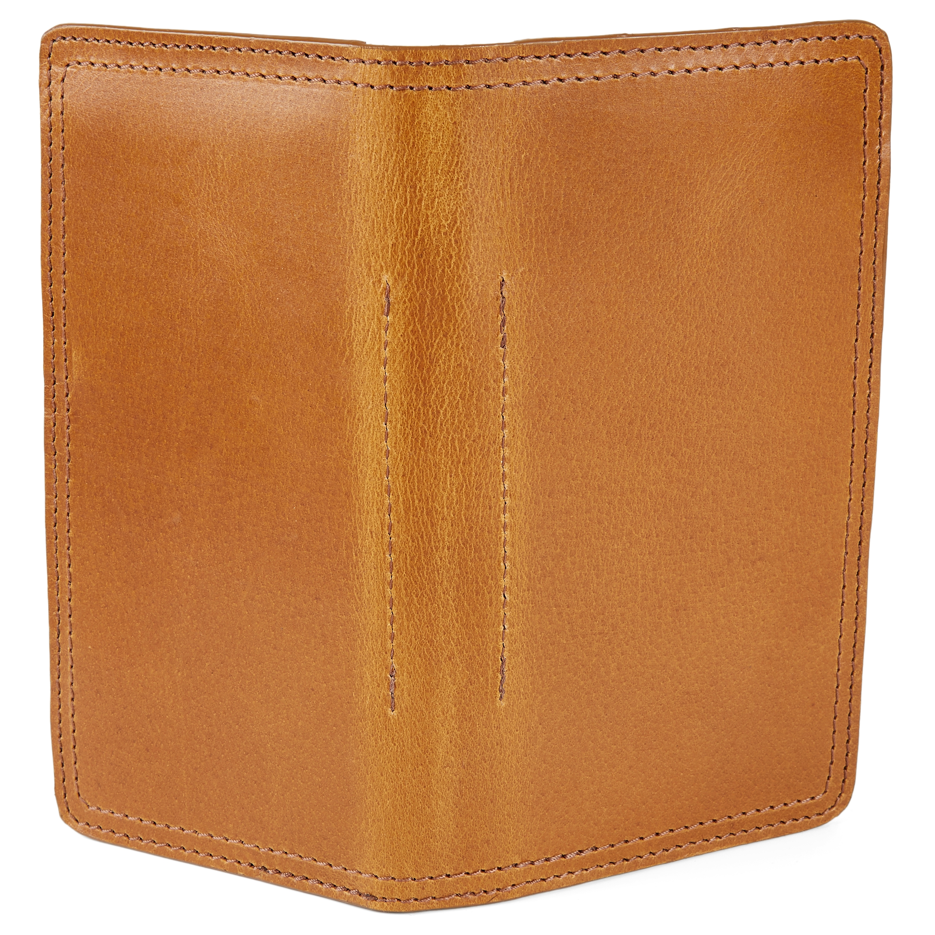 Portefeuille porte-passeport en cuir rustique havane - 3