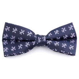 Navy Blue Fleur-De-Lis Pre-Tied Bow Tie