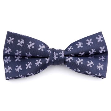 Marineblauwe Fleur-De-Lis Polyester Voorgebonden Vlinderdas Marineblauwe Fleur-De-Lis Polyester Voorgebonden Vlinderdas