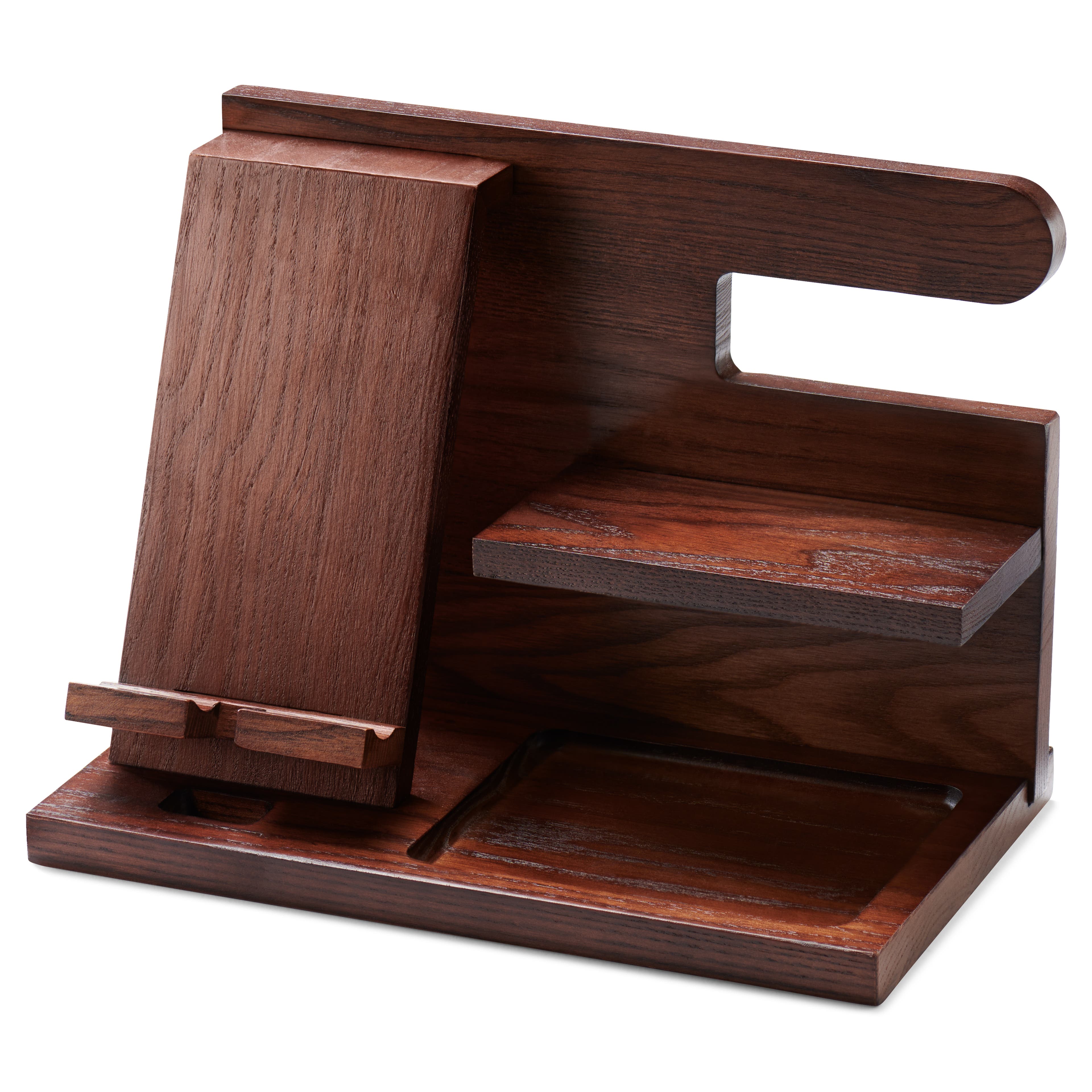 Side Table Organizer, Wallet Phone Holder, Walnut Phone Stand