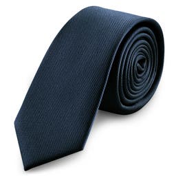 Cravatta skinny da 6 cm blu navy con motivo gros-grain