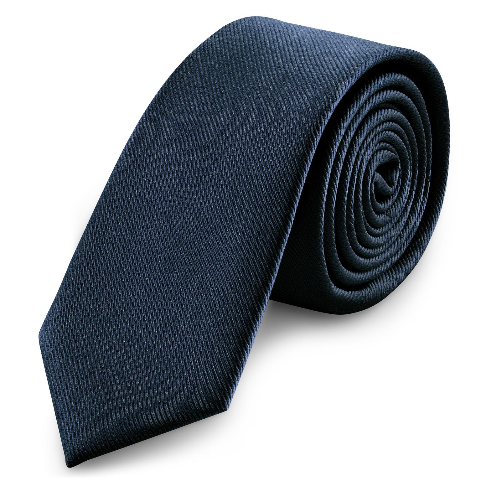 Corbata delgada de grogrén azul marino de 6 cm Corbata delgada de grogrén azul marino de 6 cm