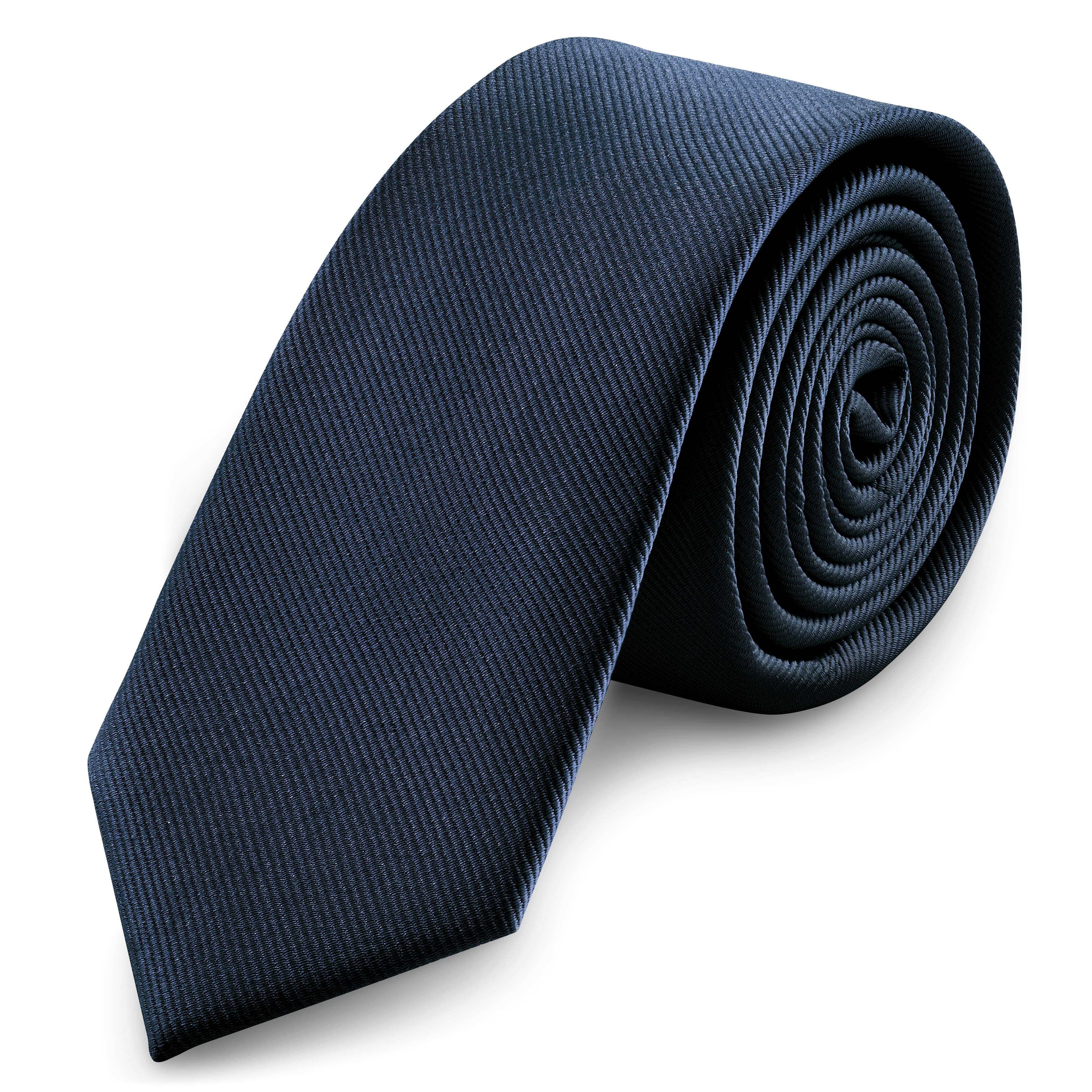 Cravată bleumarin îngustă ripsată de 6 cm