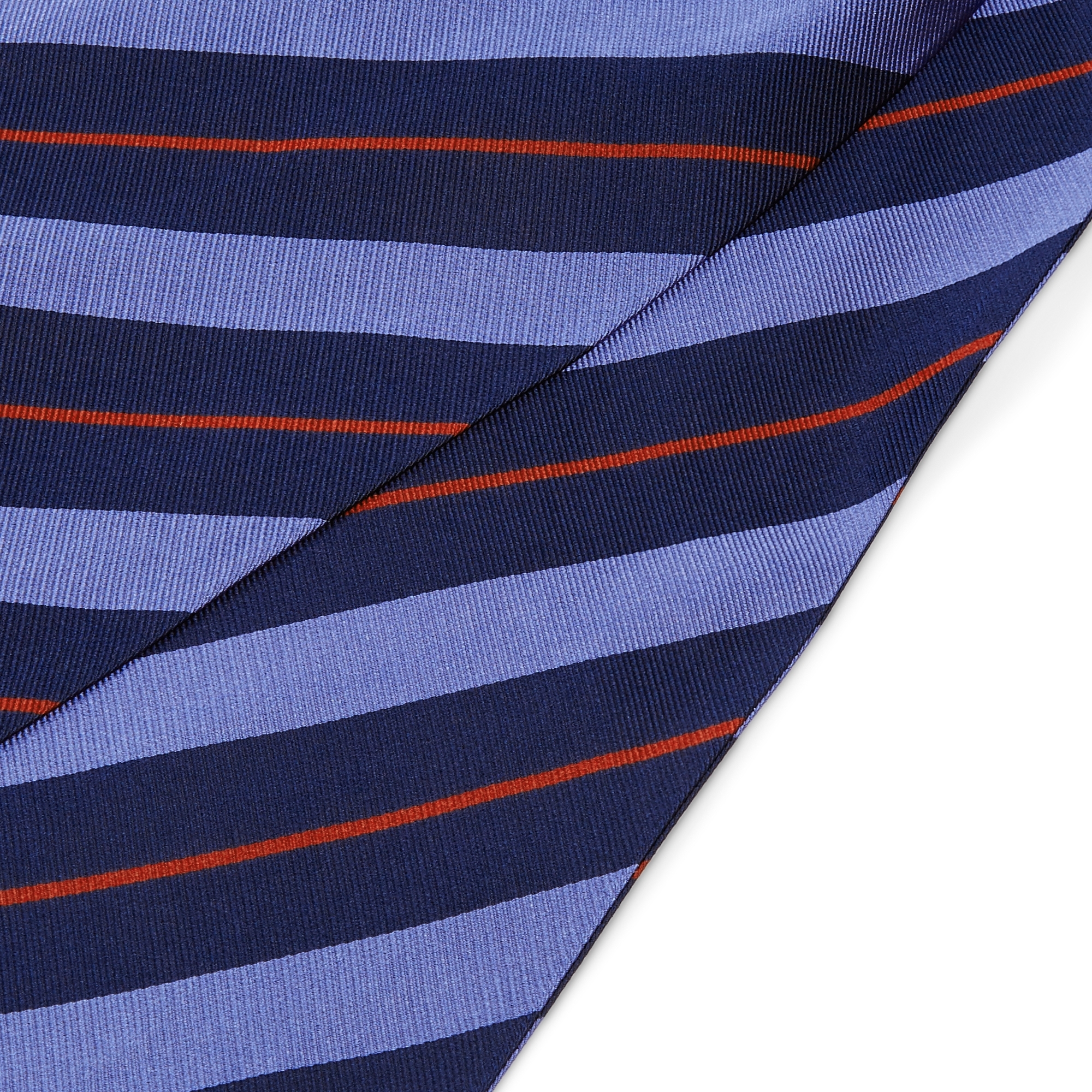 Tengerészkék-pasztellkék-vörös csíkos selyem kravátli - 2