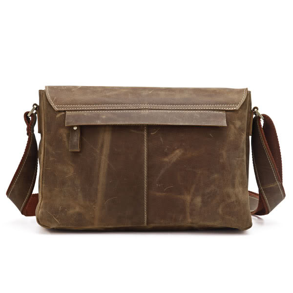 Sac messager en cuir marron rétro - 6