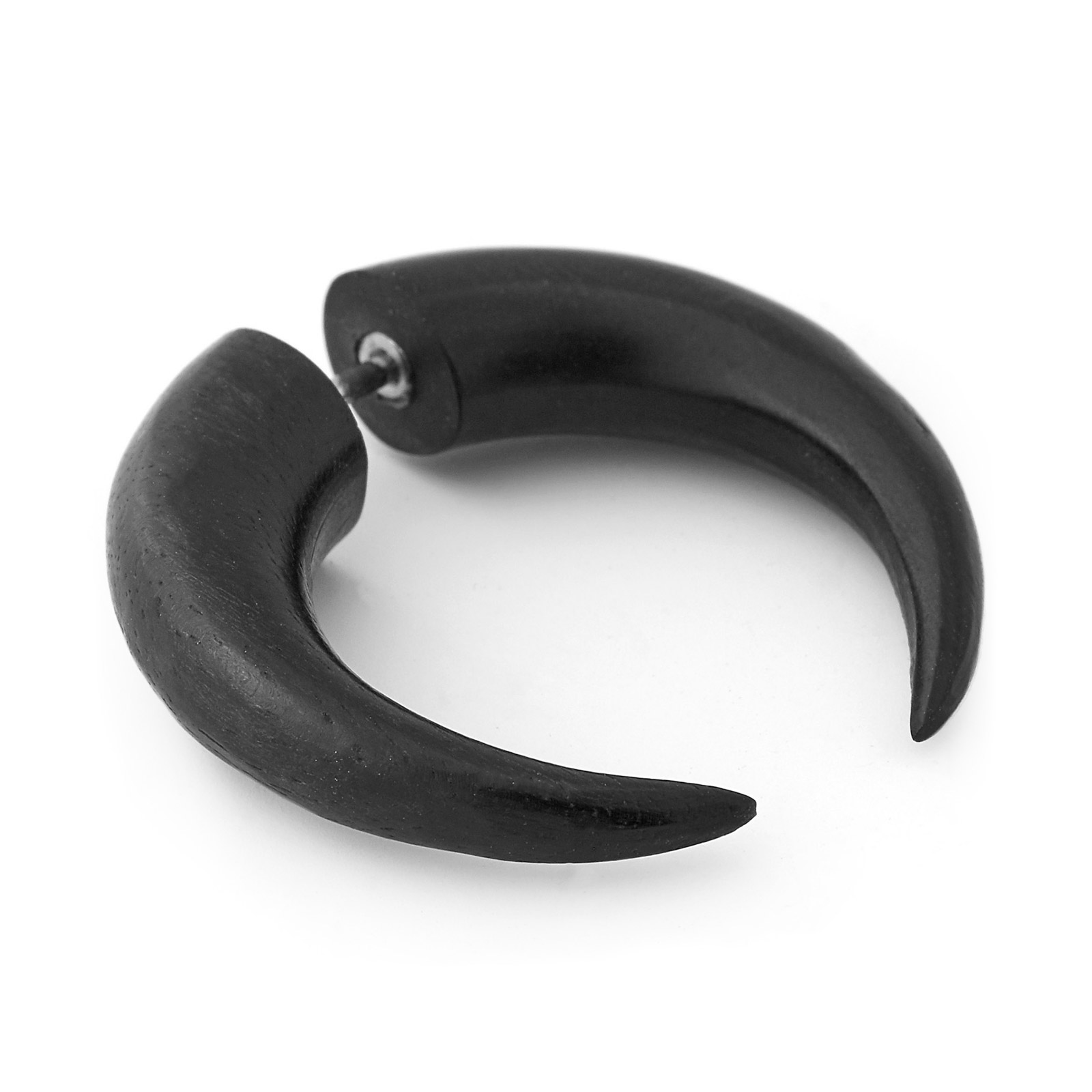 Голяма обица имитация на флеш с черни рога на бик - 2