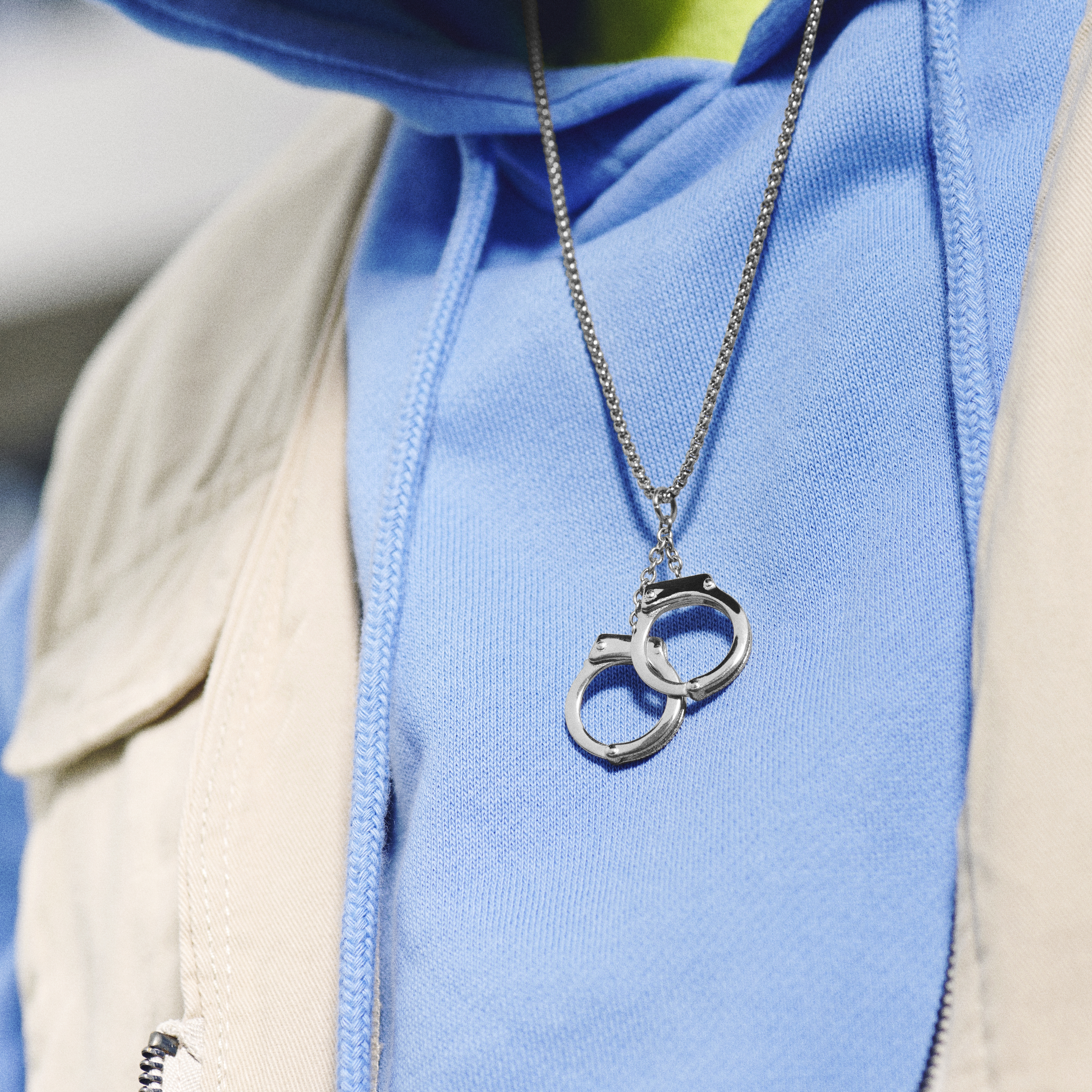 Egan | Srebrzysty naszyjnik z kajdankami - 2