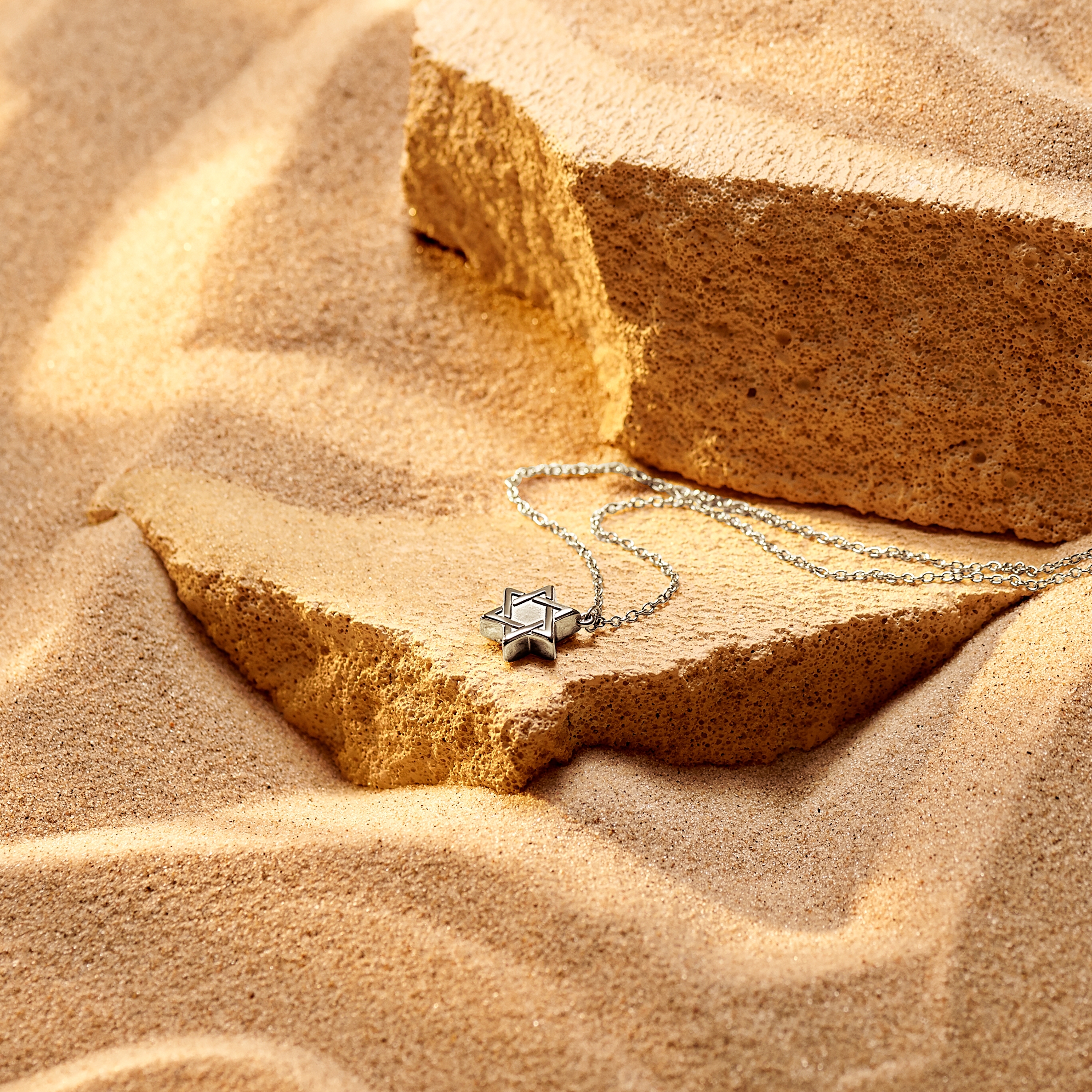 Vienotība | Sudraba nokrāsa nerūsējošā tērauda Zvaigznes David kaklarota - 2