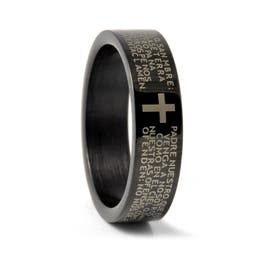 6 mm Black Stainless Steel Spanish Lord's Prayer Ring