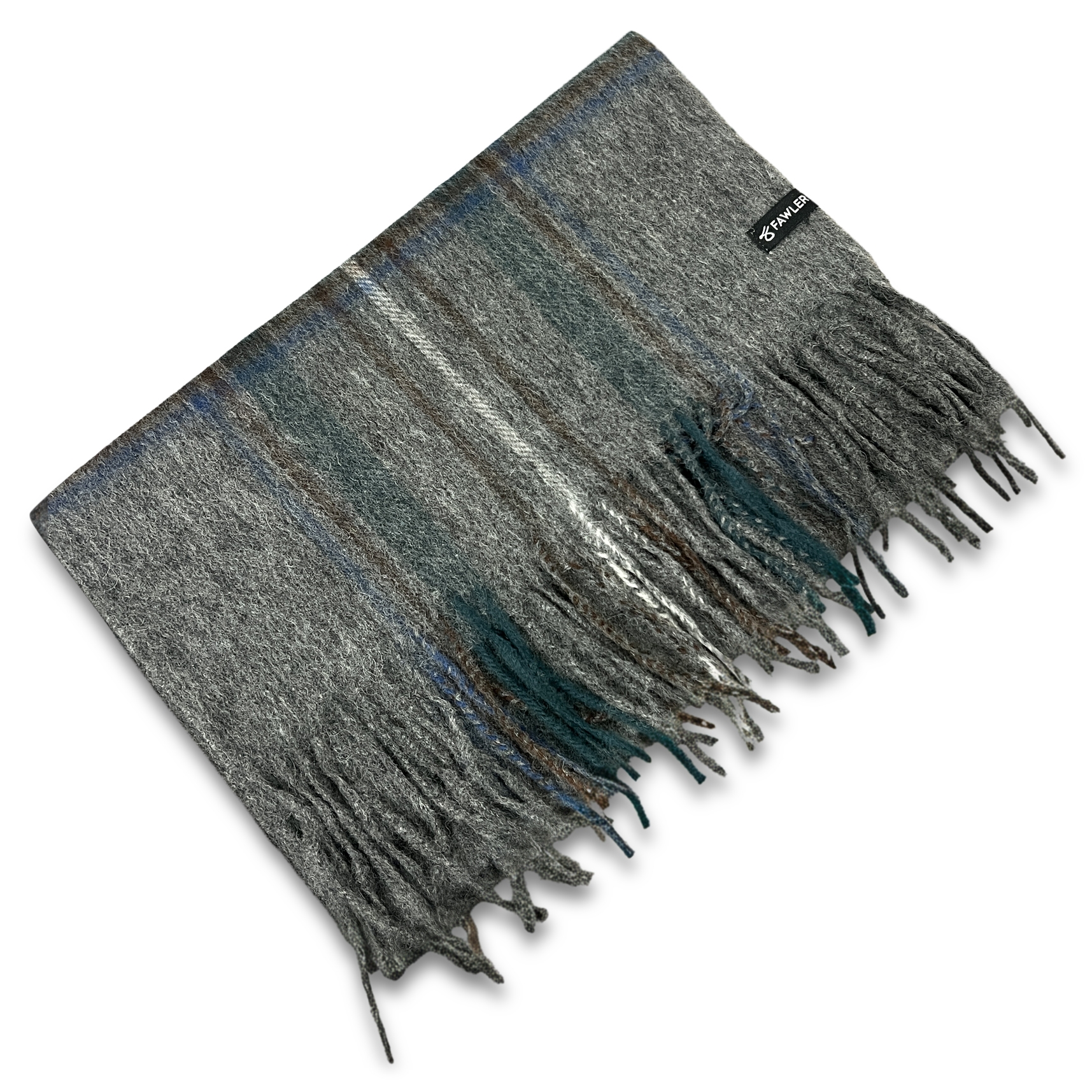 Highlands | Grå & Blå Ternet Hunting Uldtørklæde - 3