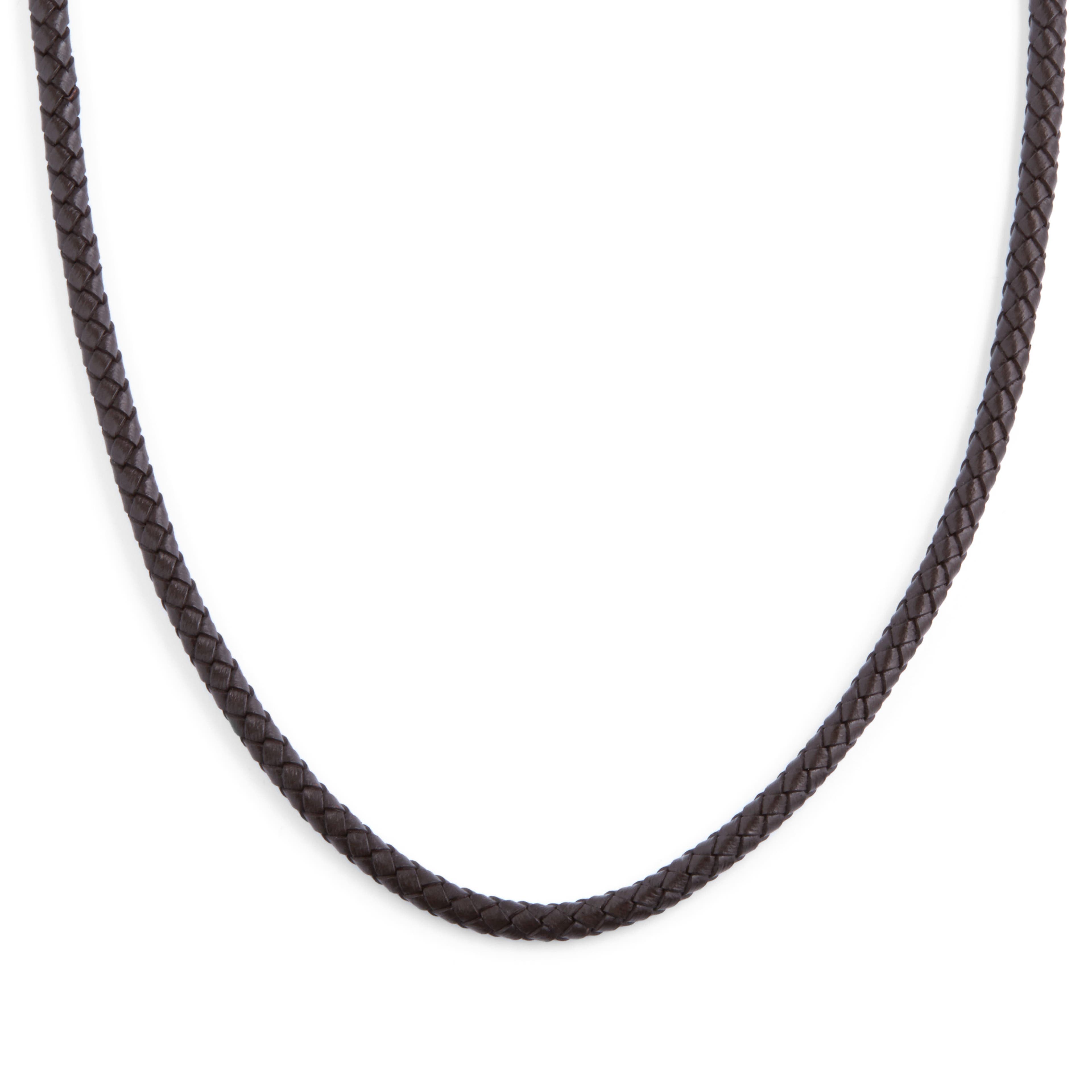 Collar de cuero trenzado marrón 3 mm
