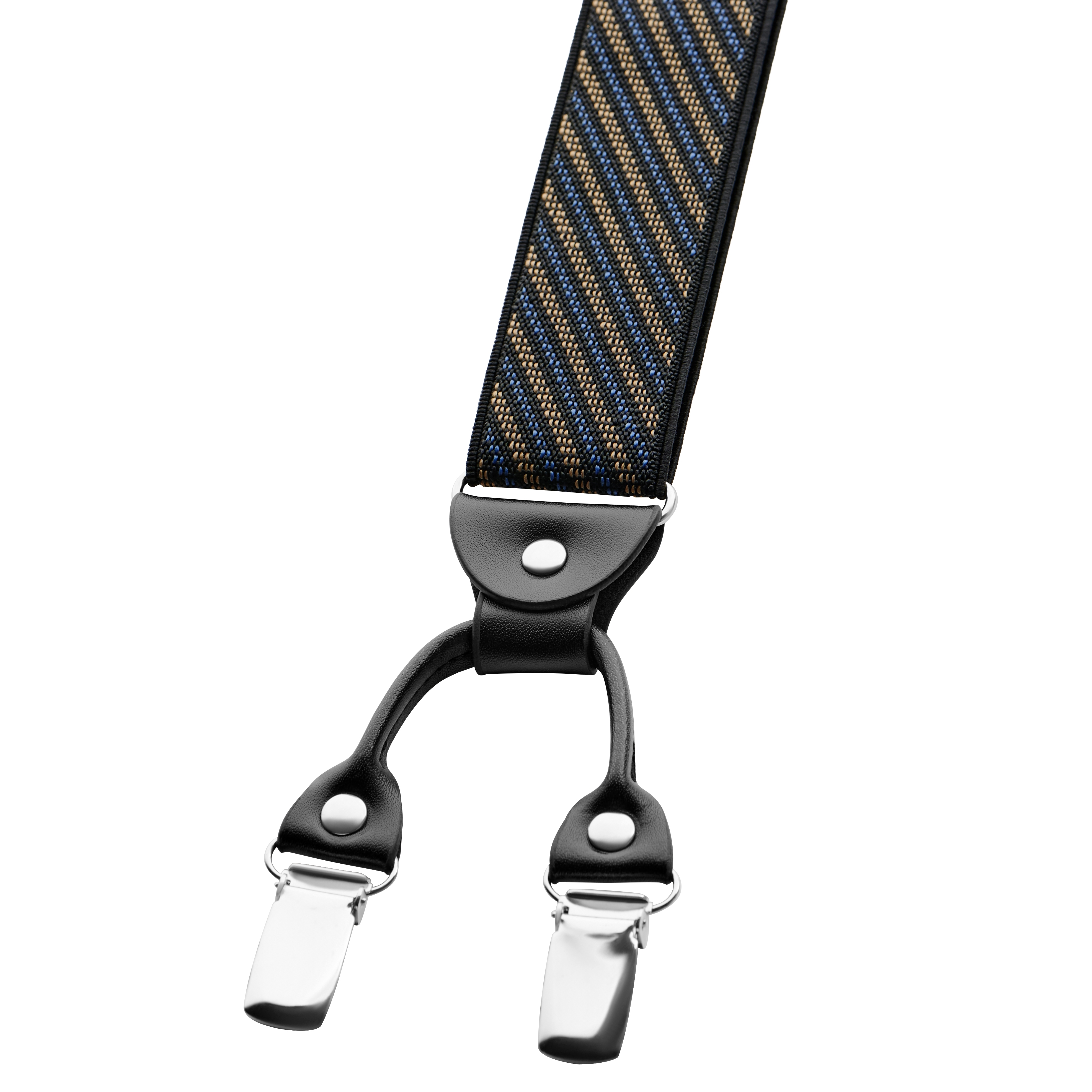 Vexel | Wide Blue & Brown Striped Braces - 3