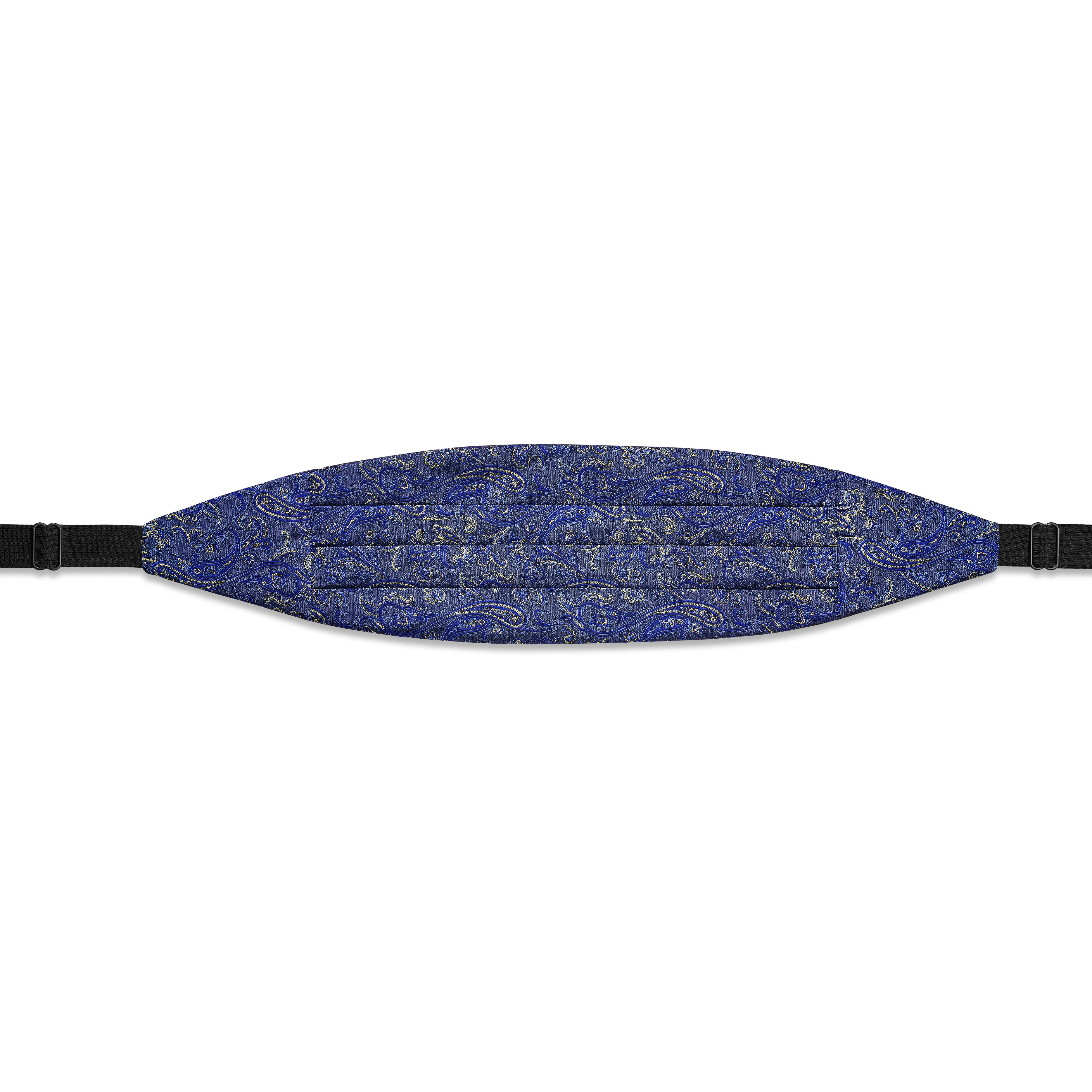 Hellblauer & goldener Kummerbund aus Seide mit Paisleymuster - 2