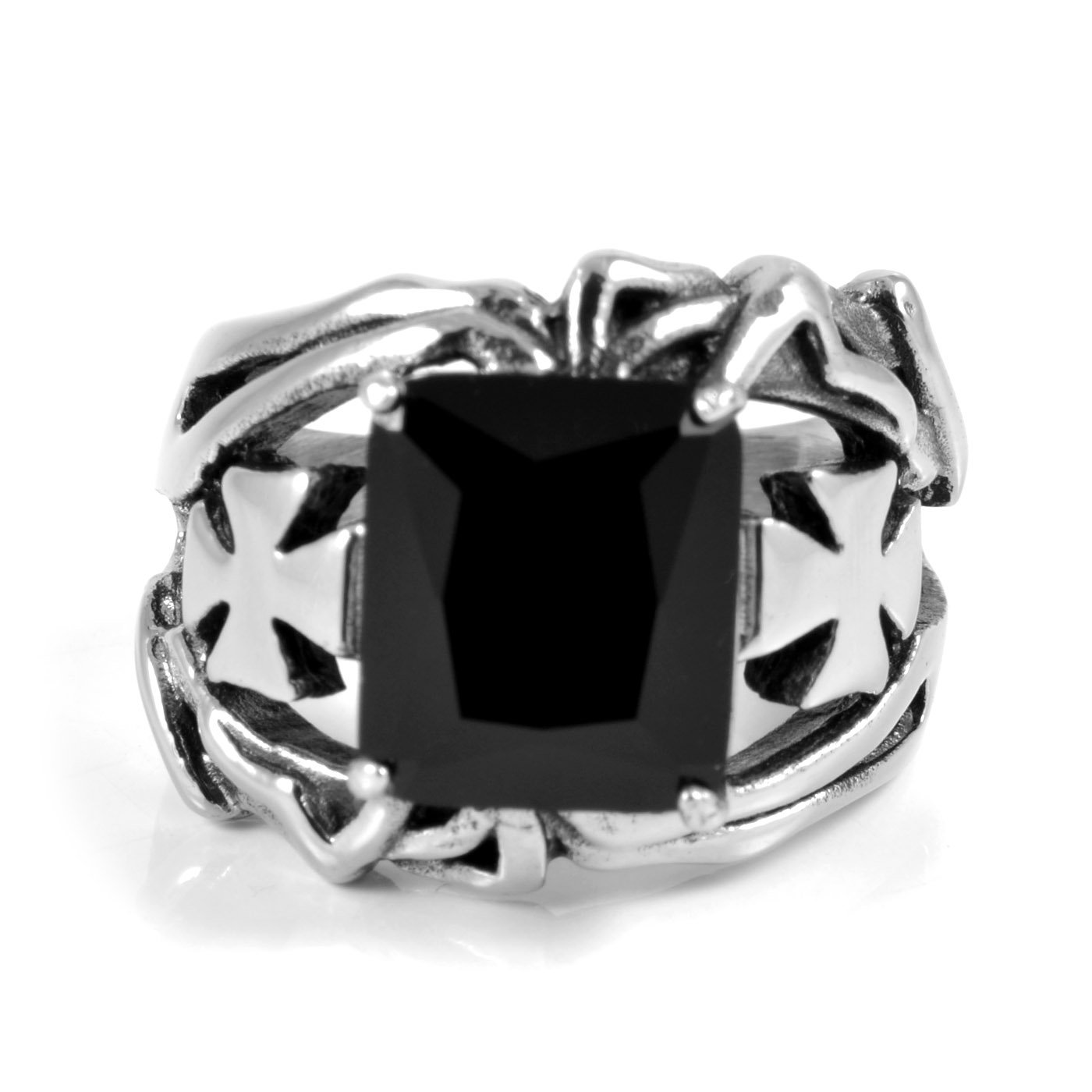 Anillo de acero caballero y circonita - 2