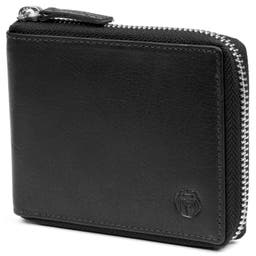 Montreal Zip-Lined Black RFID Leather Wallet
