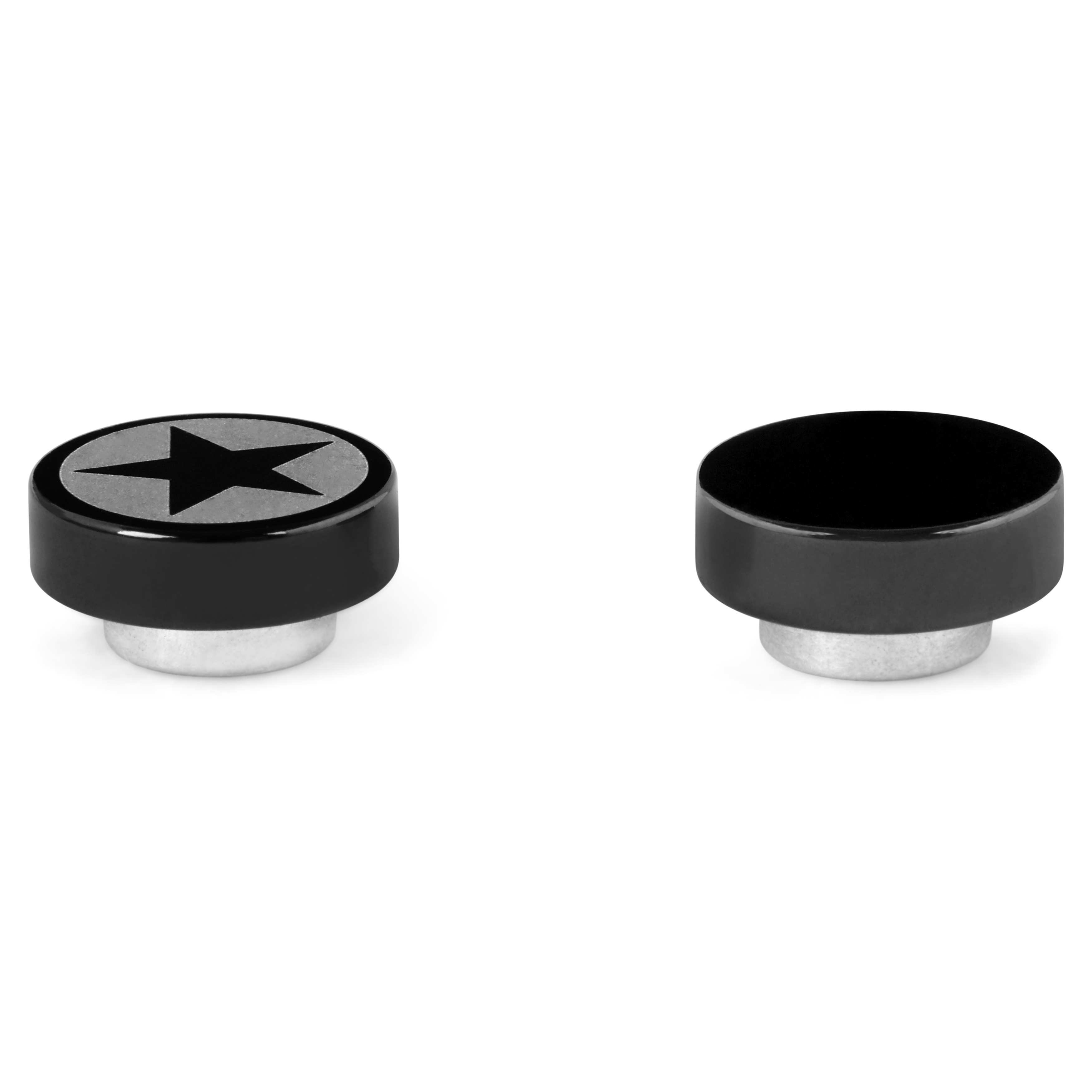 Magnetická náušnica s motívom hviezdy v čiernej a striebornej farbe - 2