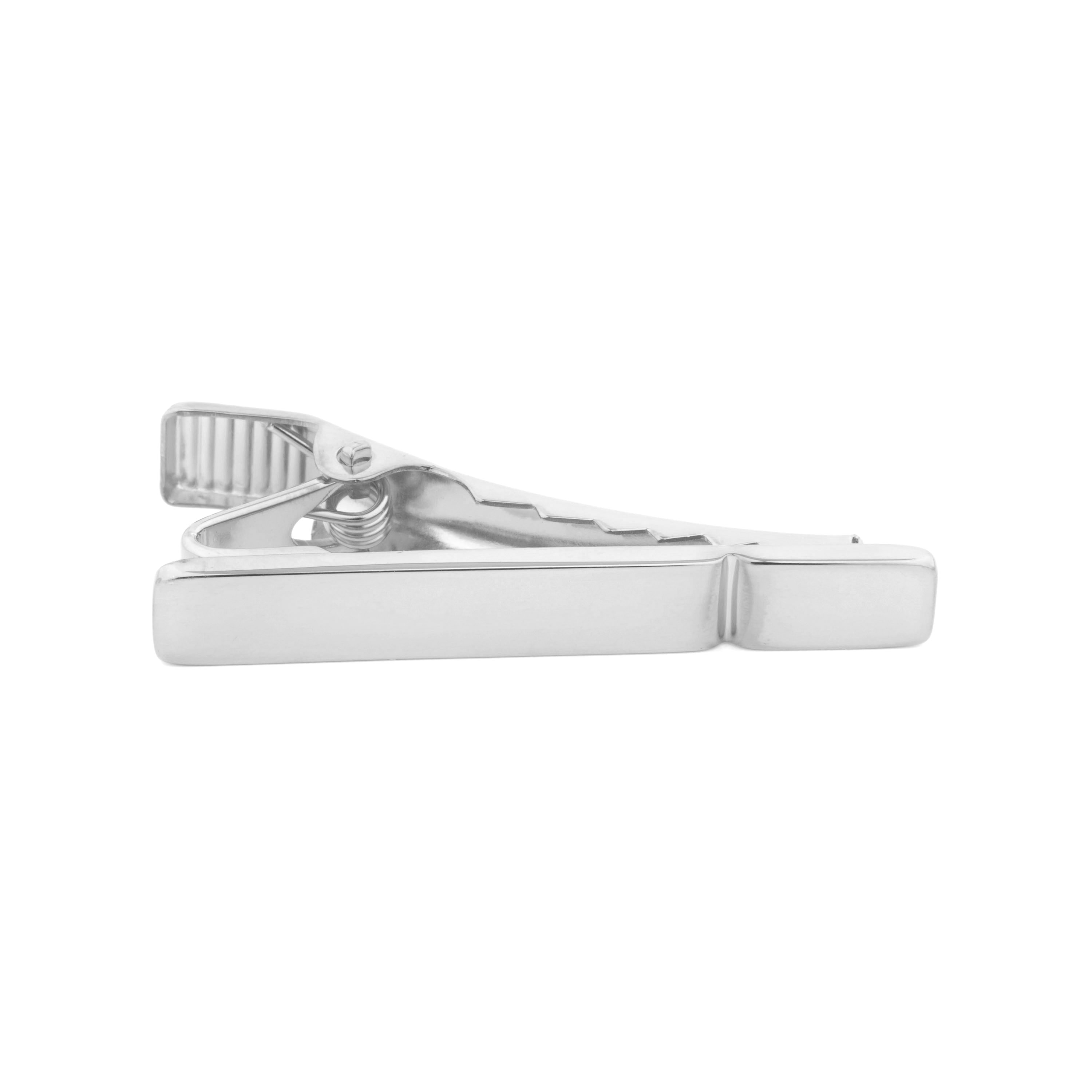 925s Silver Short Single Groove Tie Clip - 1