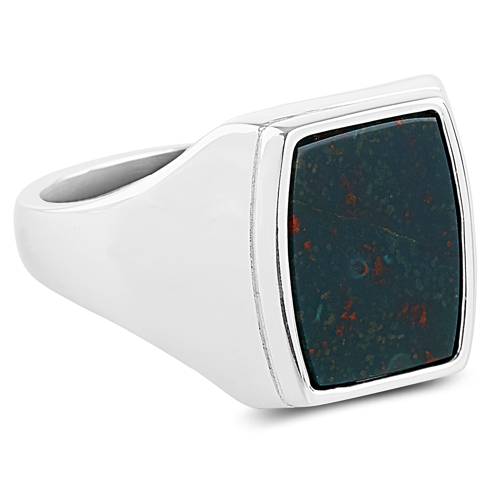 Strieborný prsteň Zelený bloodstone 925  - 2