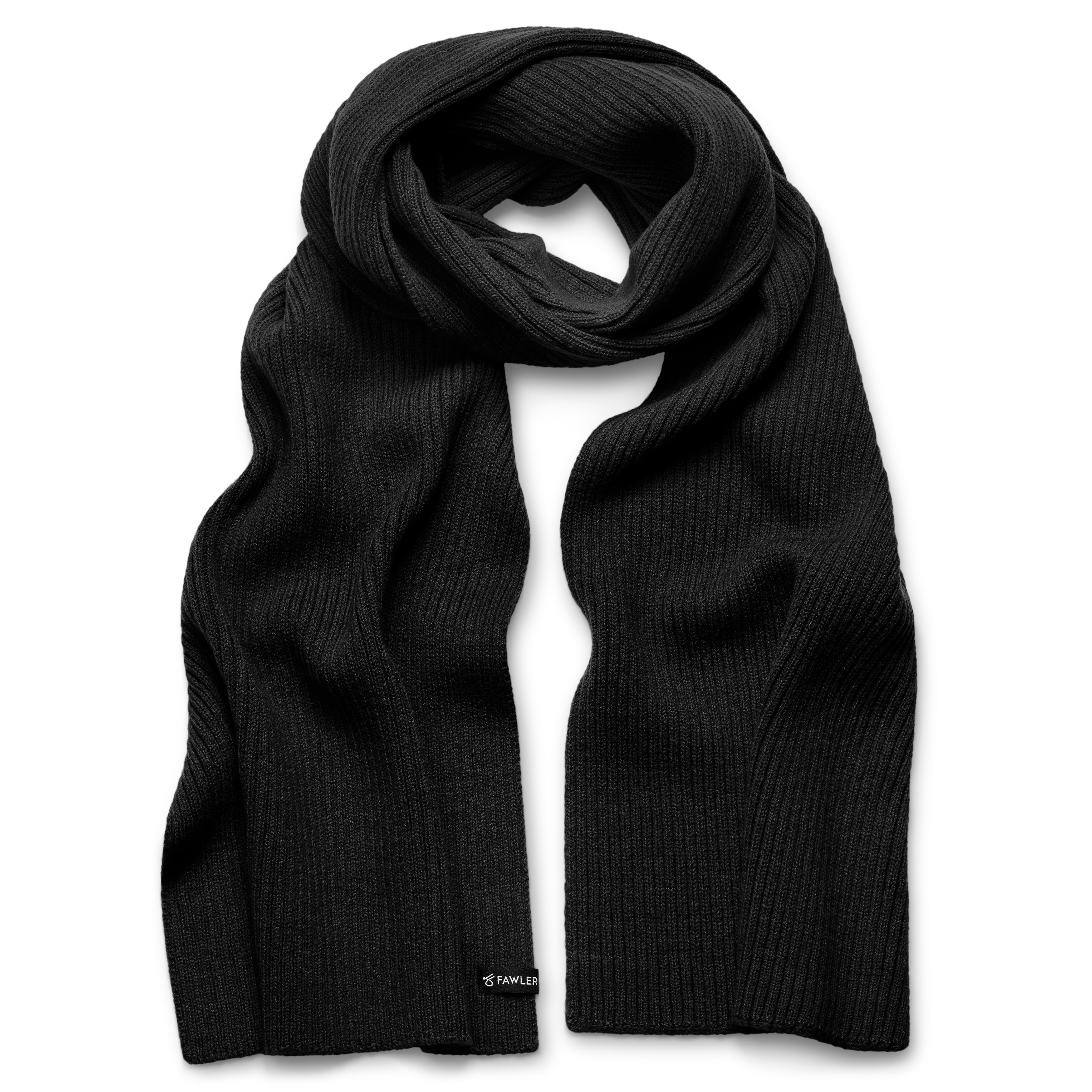 Arctic | Black Rib Knitted Wool Blend Scarf