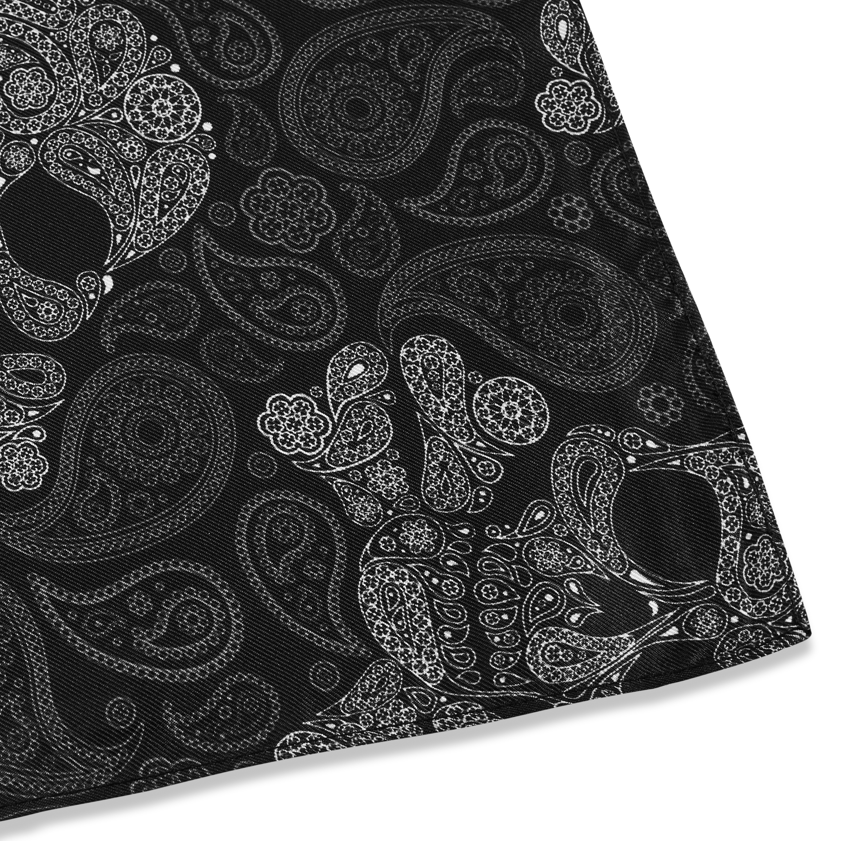 Fekete és szürke koponyás paisley mintás selyem nyaksál - 4