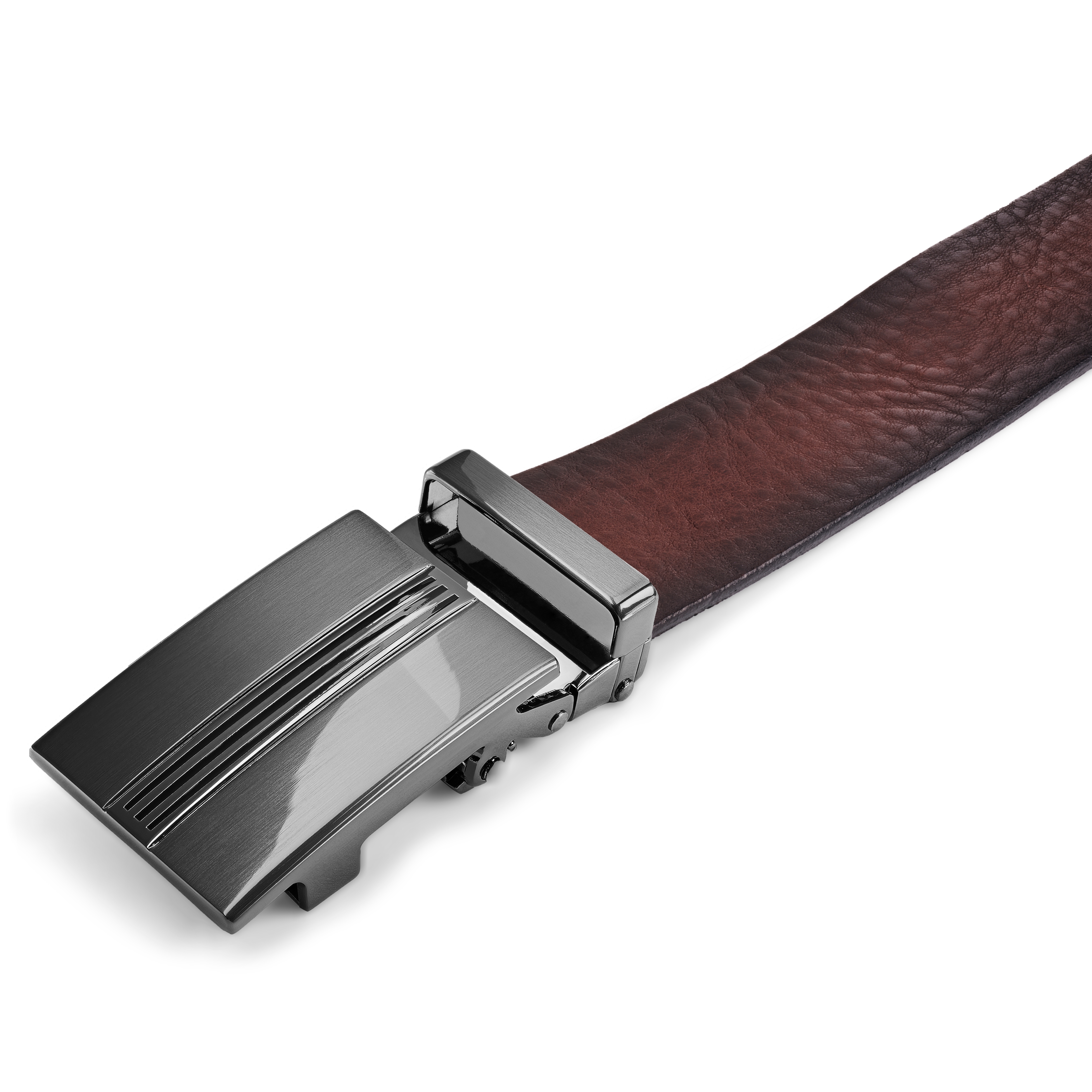 Σκούρο Καφέ Full Grain Δερμάτινη Ζώνη Auto Lock - 3