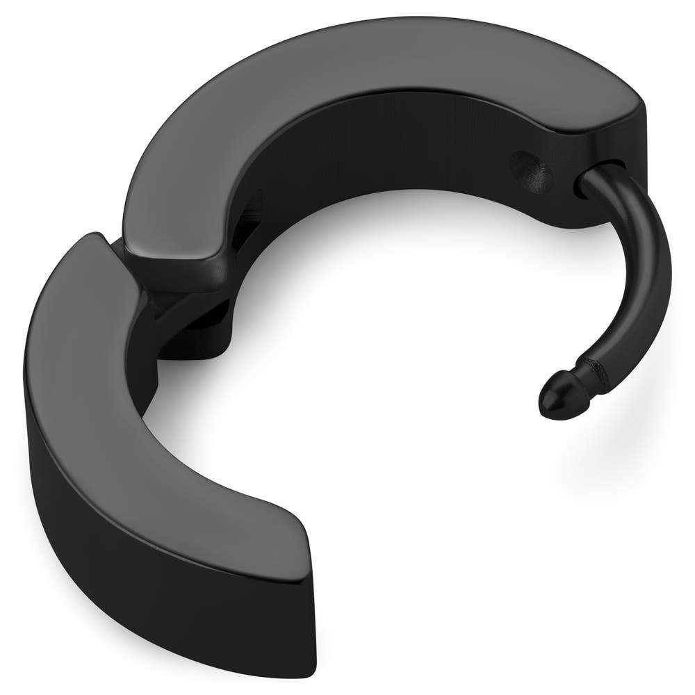 hover: Huggie | Black 6 mm Surgical Stainless Steel Flat Hoop Earring hover: Huggie | Black 6 mm Surgical Stainless Steel Flat Hoop Earring