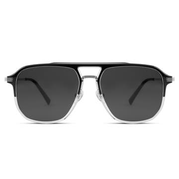 Occasus | Black & Transparent Double Bridge Light Polarised Sunglasses