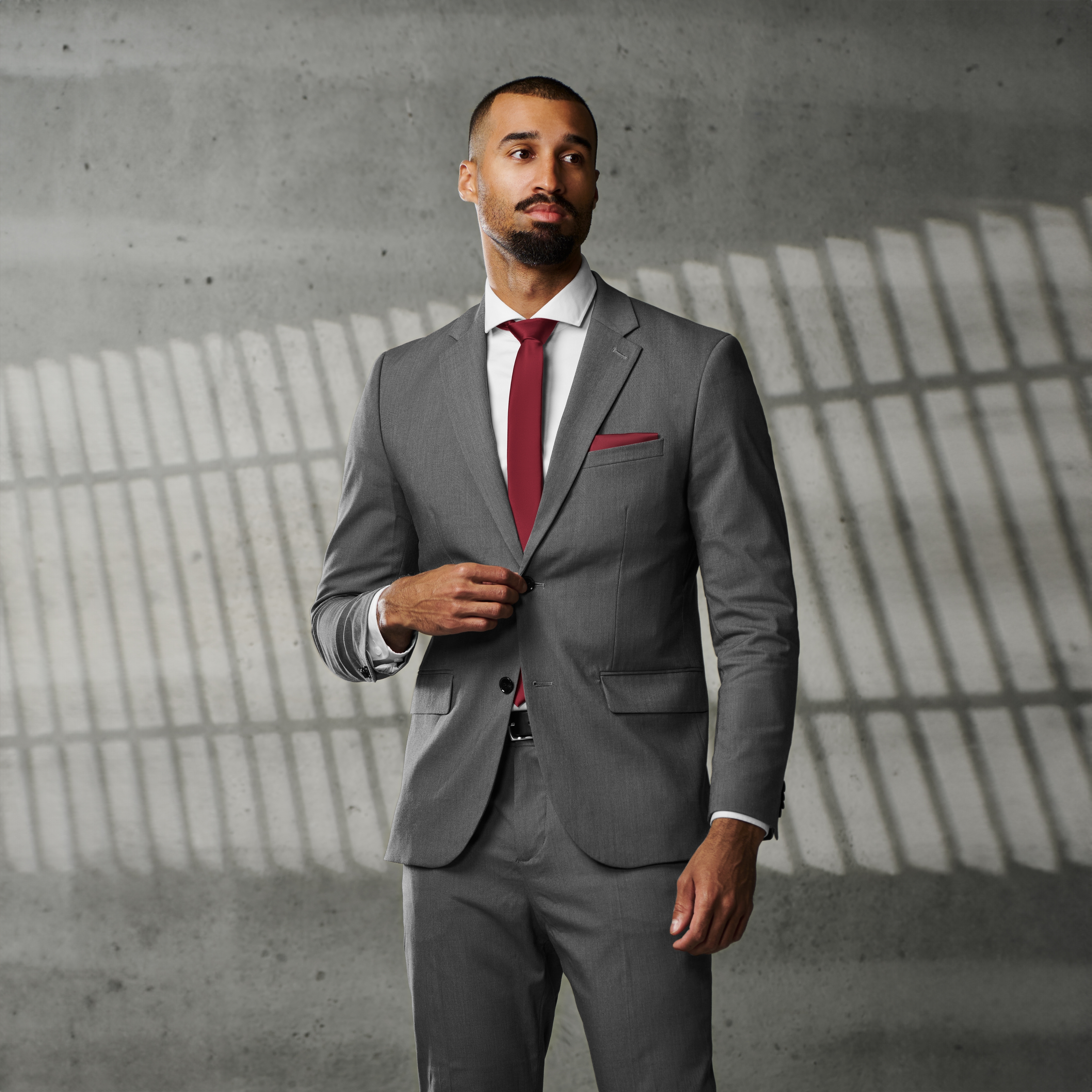 Anzug Accessoire Geschenkbox | Set in den Farben Schwarz, Burgunderrot und Silber - 5