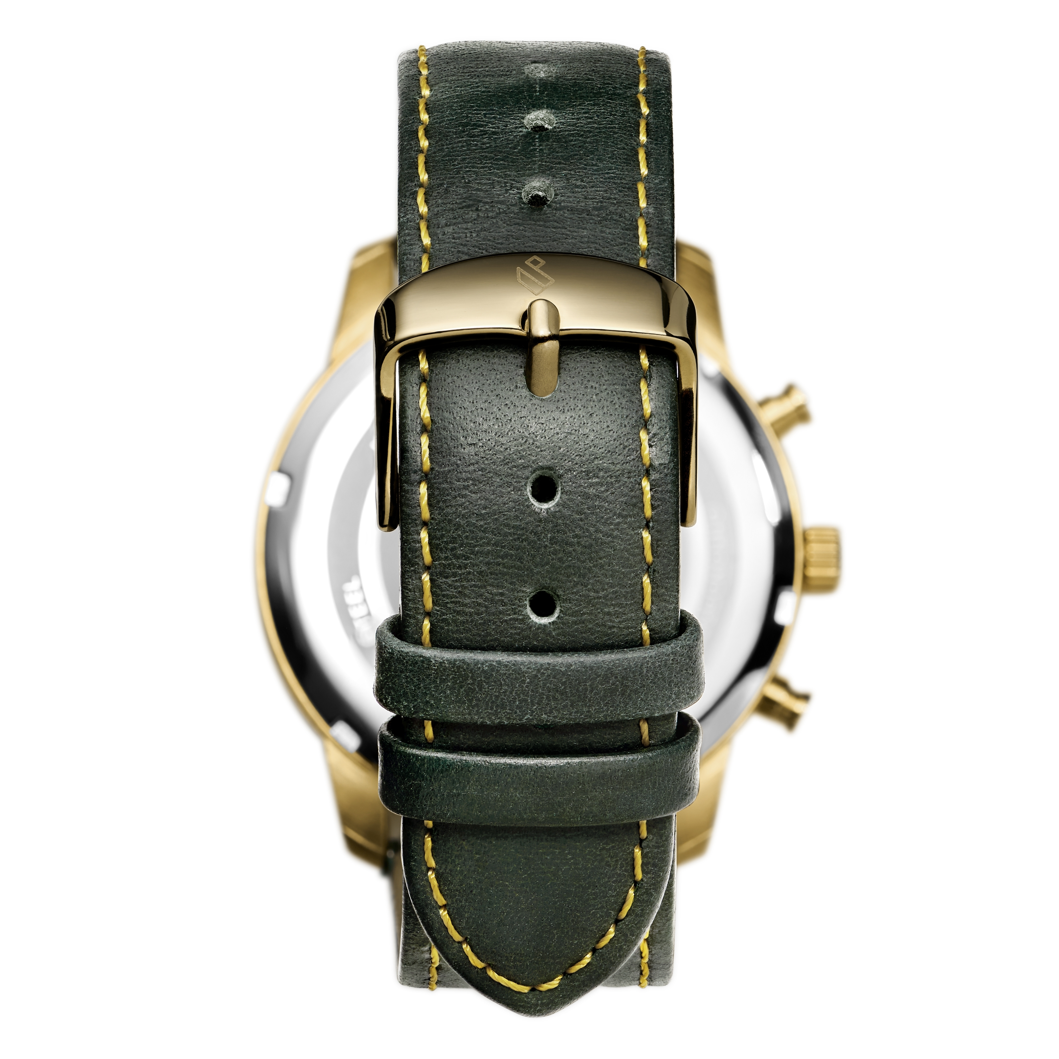 & | Parva Chronograph Leather Black stock! Gold-Tone | Strap | With Seizmont Green Dial In Watch